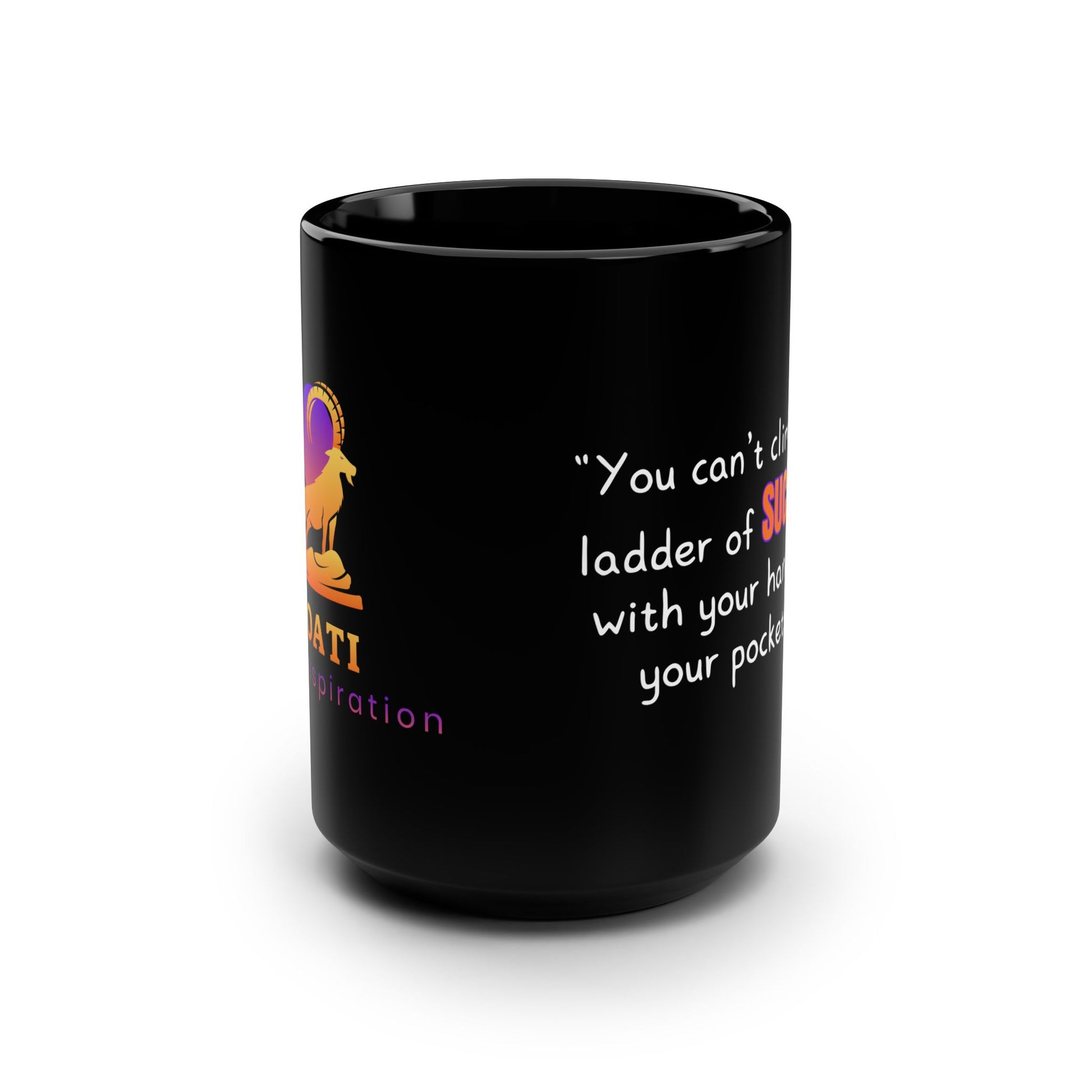 GOATI Black Ceramic Mug – 15oz | "You Can’t Climb the Ladder of Success" Motivational Coffee Mug - GOATI