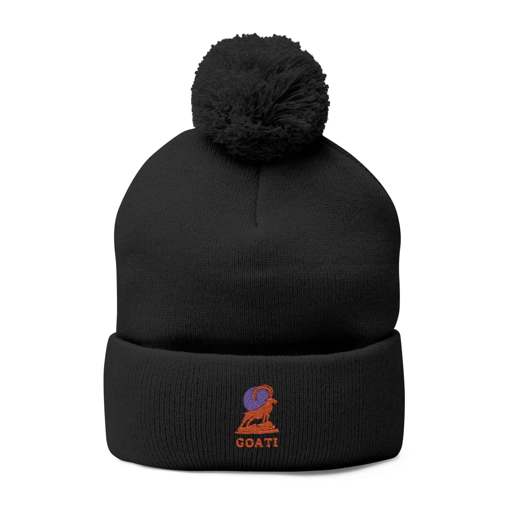 GOATI Logo Pom-Pom Knit Cap | Own Your Power, Everywhere You Go | Soft, Warm Unisex Winter Hat