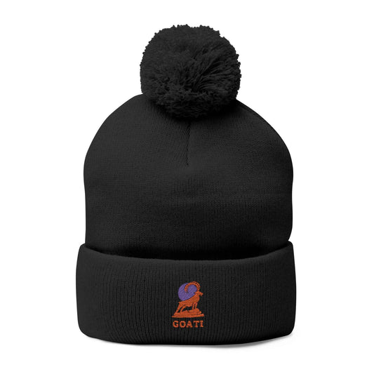 GOATI Logo Pom-Pom Knit Cap | Own Your Power, Everywhere You Go | Soft, Warm Unisex Winter Hat