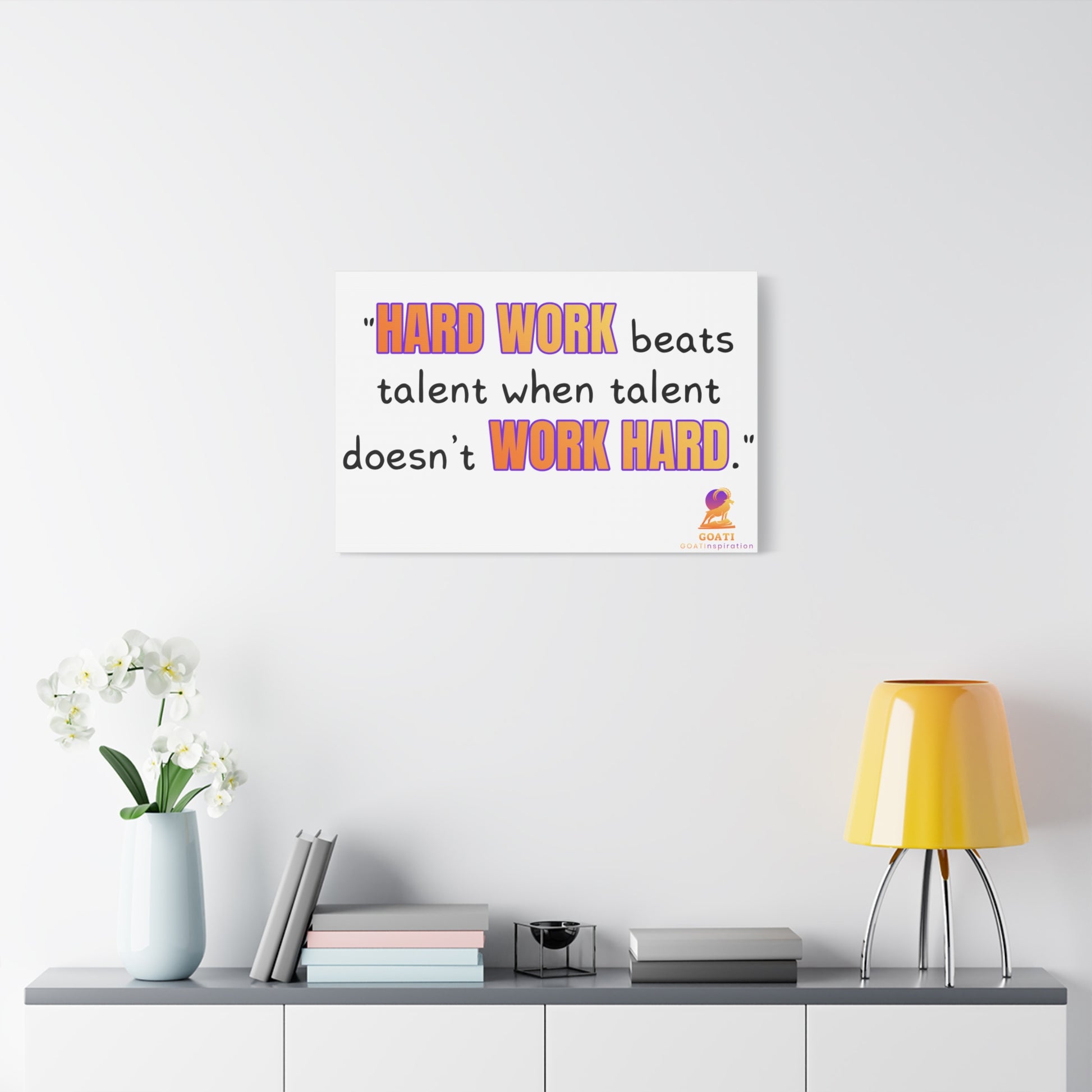 GOATI Motivational Canvas Wall Art – "Hard Work Beats Talent" | Inspirational Quote for Home, Office, or Gym - GOATI