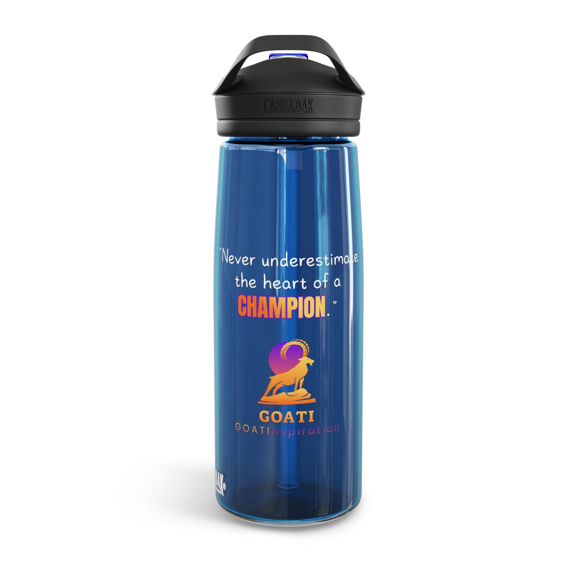 GOATI CamelBak Eddy® Water Bottle | “Heart of a Champion”  Motivational 20oz/25oz Hydration Bottle - GOATI