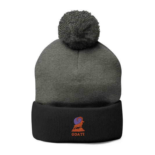 GOATI Logo Pom-Pom Knit Cap | Own Your Power, Everywhere You Go | Soft, Warm Unisex Winter Hat