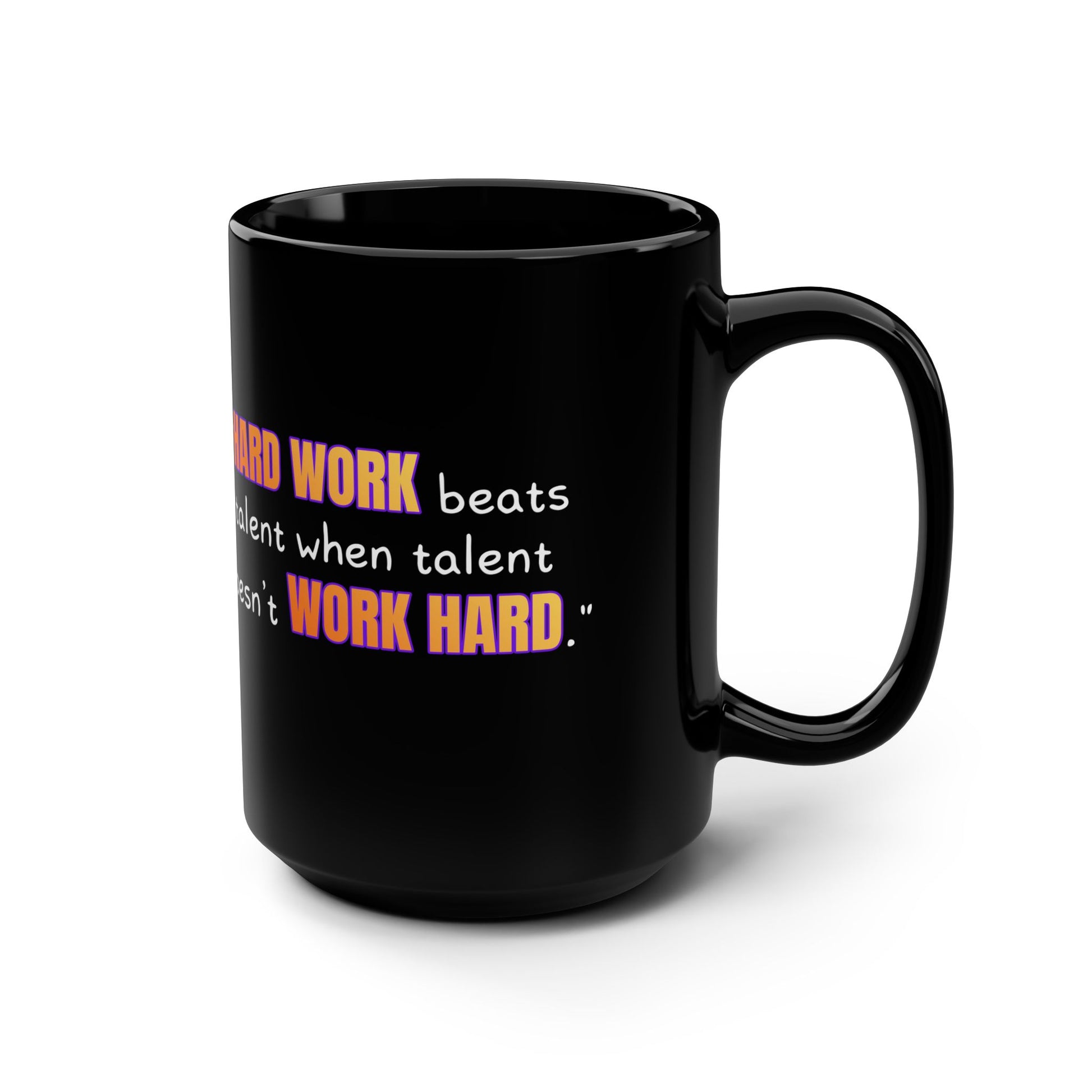 GOATI Black Ceramic Mug – 15oz | "Hard Work Beats Talent" Motivational Coffee Mug - GOATI