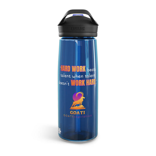 GOATI CamelBak Eddy® Water Bottle | “Hard Work Beats Talent”  Motivational 20oz/25oz Hydration Bottle - GOATI