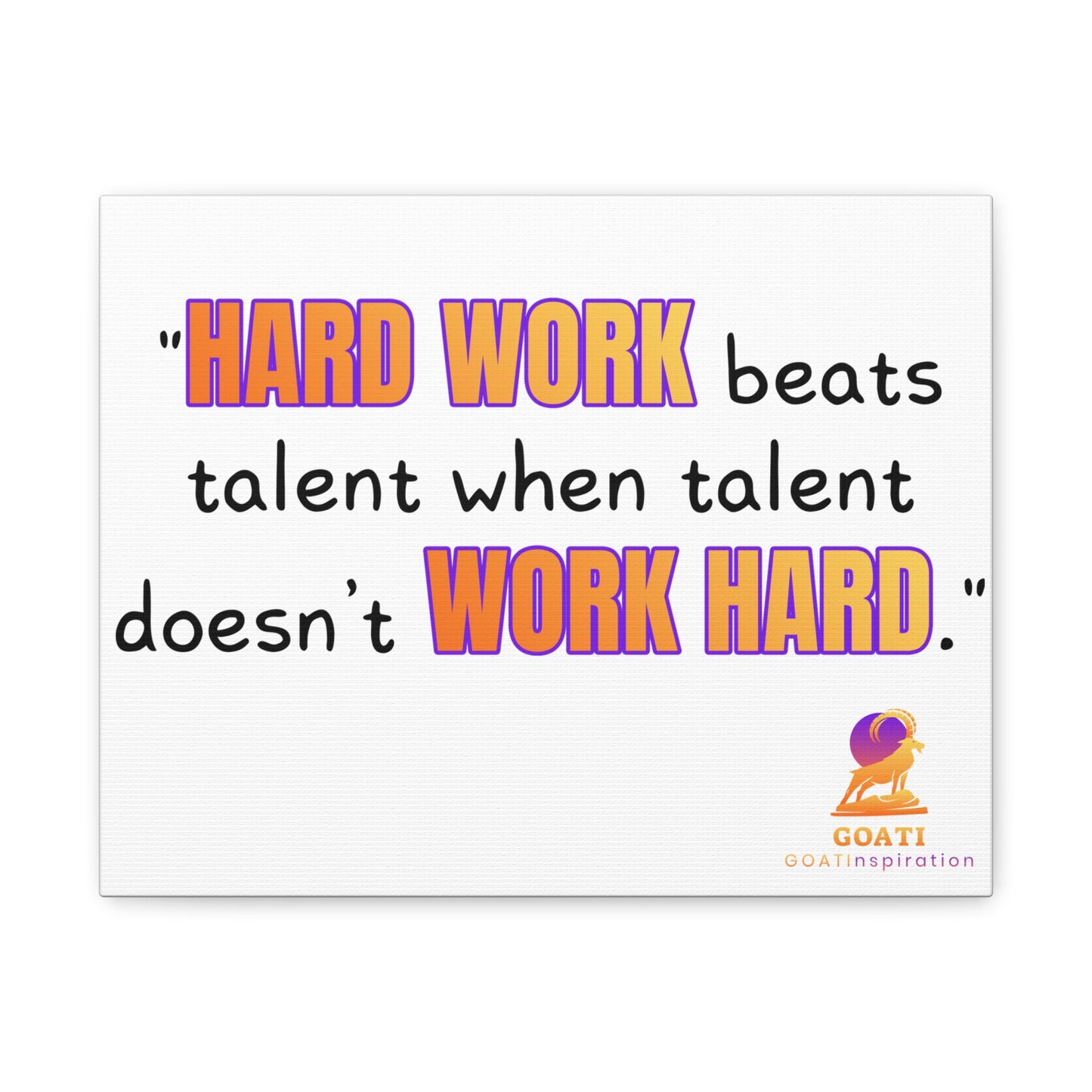GOATI Motivational Canvas Wall Art – "Hard Work Beats Talent" | Inspirational Quote for Home, Office, or Gym - GOATI