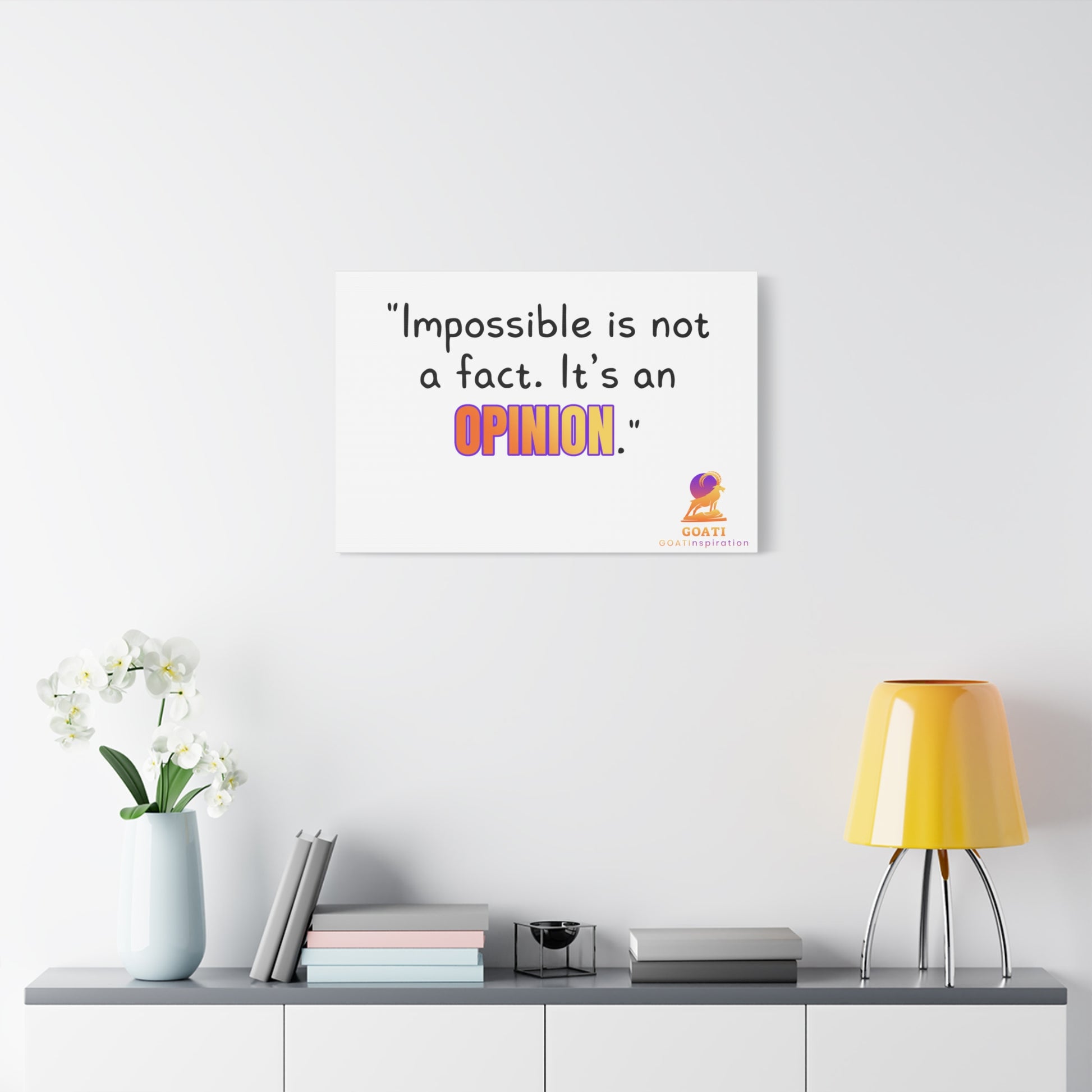 GOATI Motivational Canvas Wall Art – "Impossible is Not a Fact. It's an Opinion" | Inspirational Quote for Home, Office, or Gym - GOATI