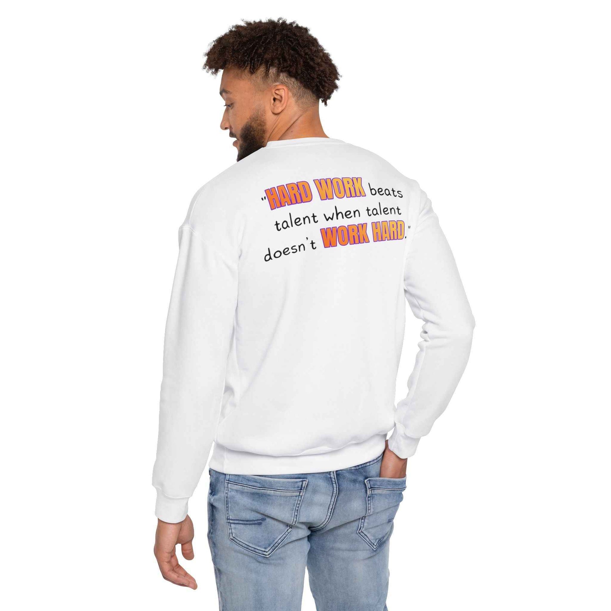 GOATI Unisex Premium Sweatshirt | "Hard Work Beats Talent" Motivational Cotton-Polyester Blend Sweatshirt for Comfort