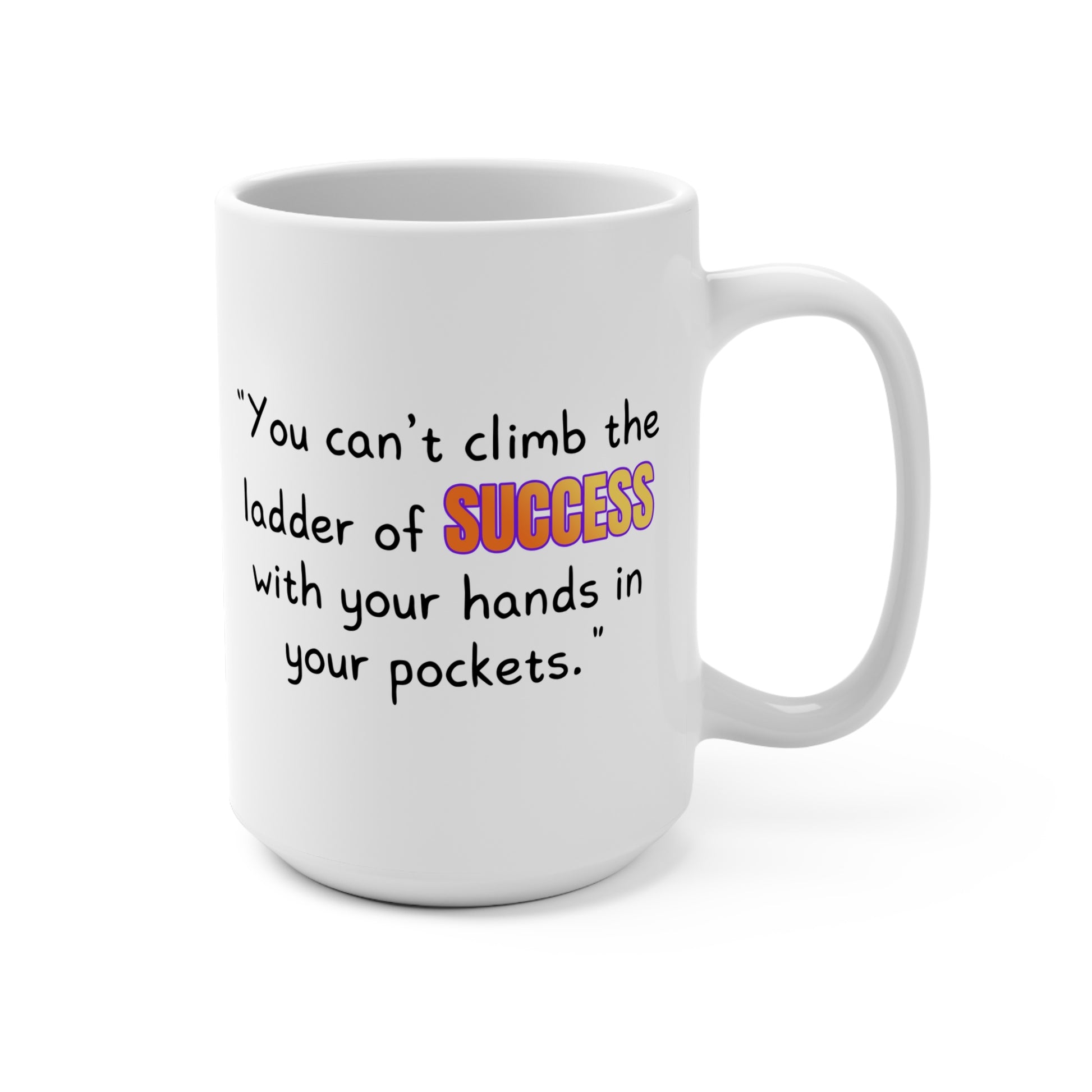 GOATI White Ceramic Mug – 15oz | "You Can’t Climb the Ladder of Success" Motivational Coffee Mug - GOATI
