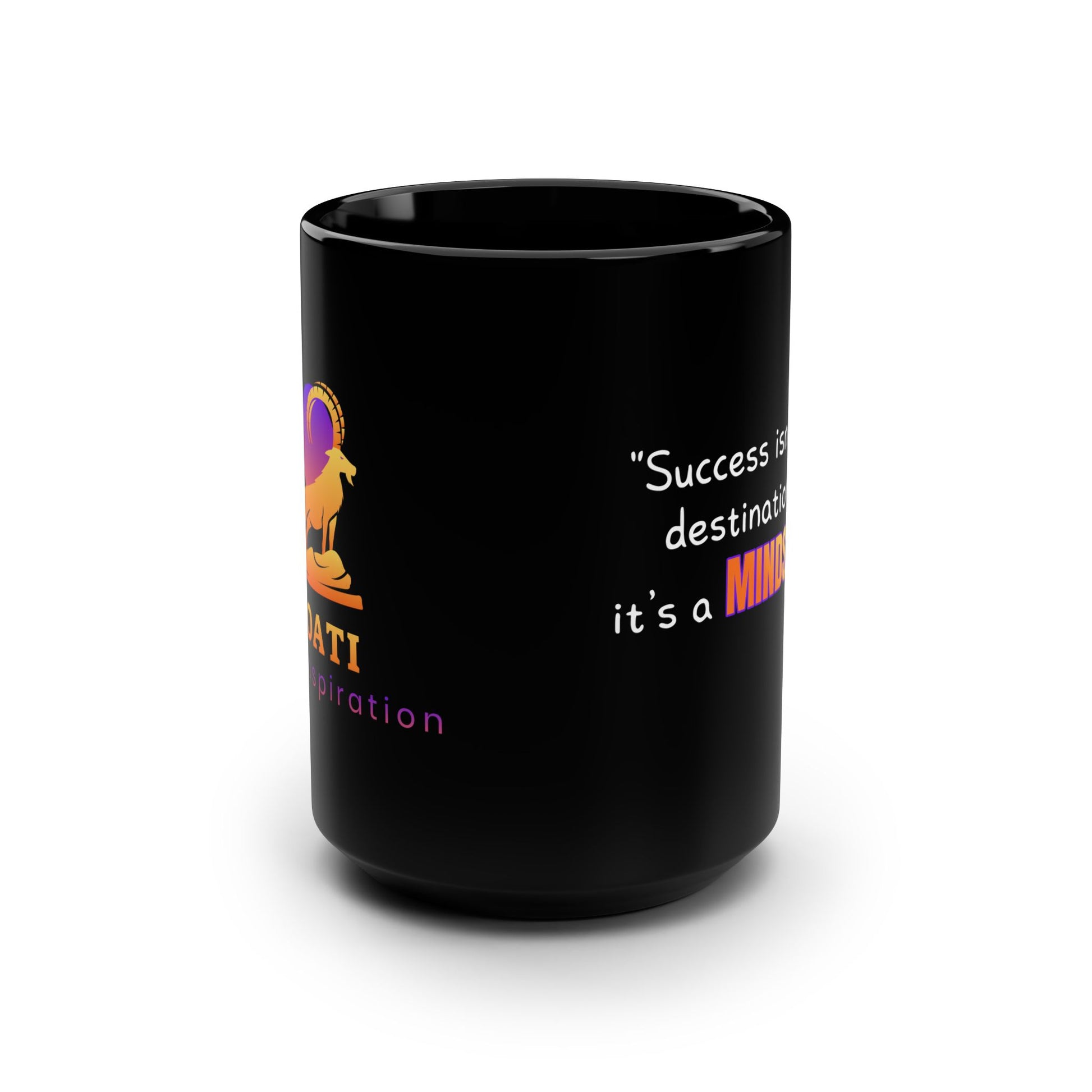 GOATI Black Ceramic Mug – 15oz | "Success Isn’t a Destination; It’s a Mindset" Motivational Coffee Mug - GOATI