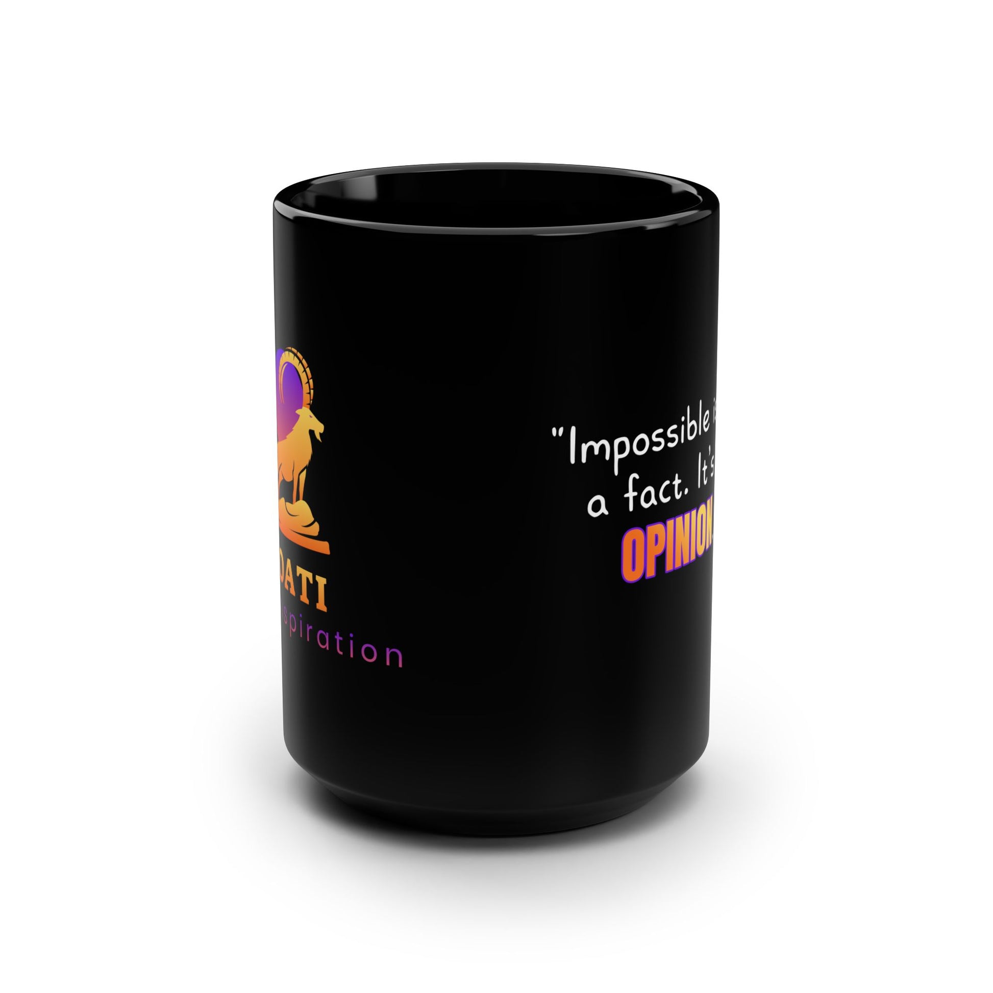 GOATI Black Ceramic Mug – 15oz | "Impossible is Not a Fact. It’s an Opinion" Motivational Coffee Mug - GOATI