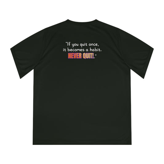 GOATI Women's Performance V-Neck T-Shirt | Moisture-Wicking & Breathable Tee | "If You Quit Once, It Becomes a Habit. Never Quit!" - GOATI