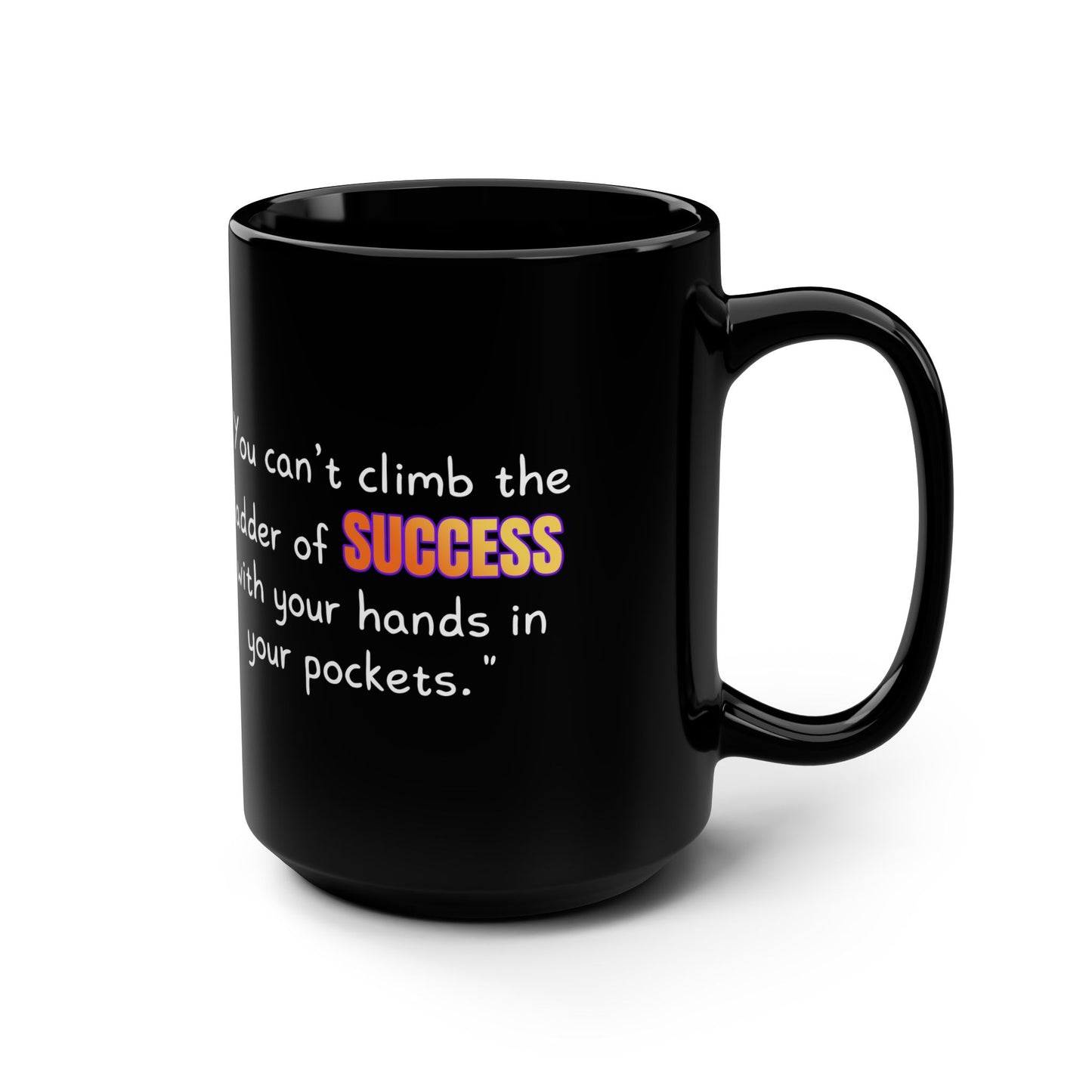 GOATI Black Ceramic Mug – 15oz | "You Can’t Climb the Ladder of Success" Motivational Coffee Mug - GOATI