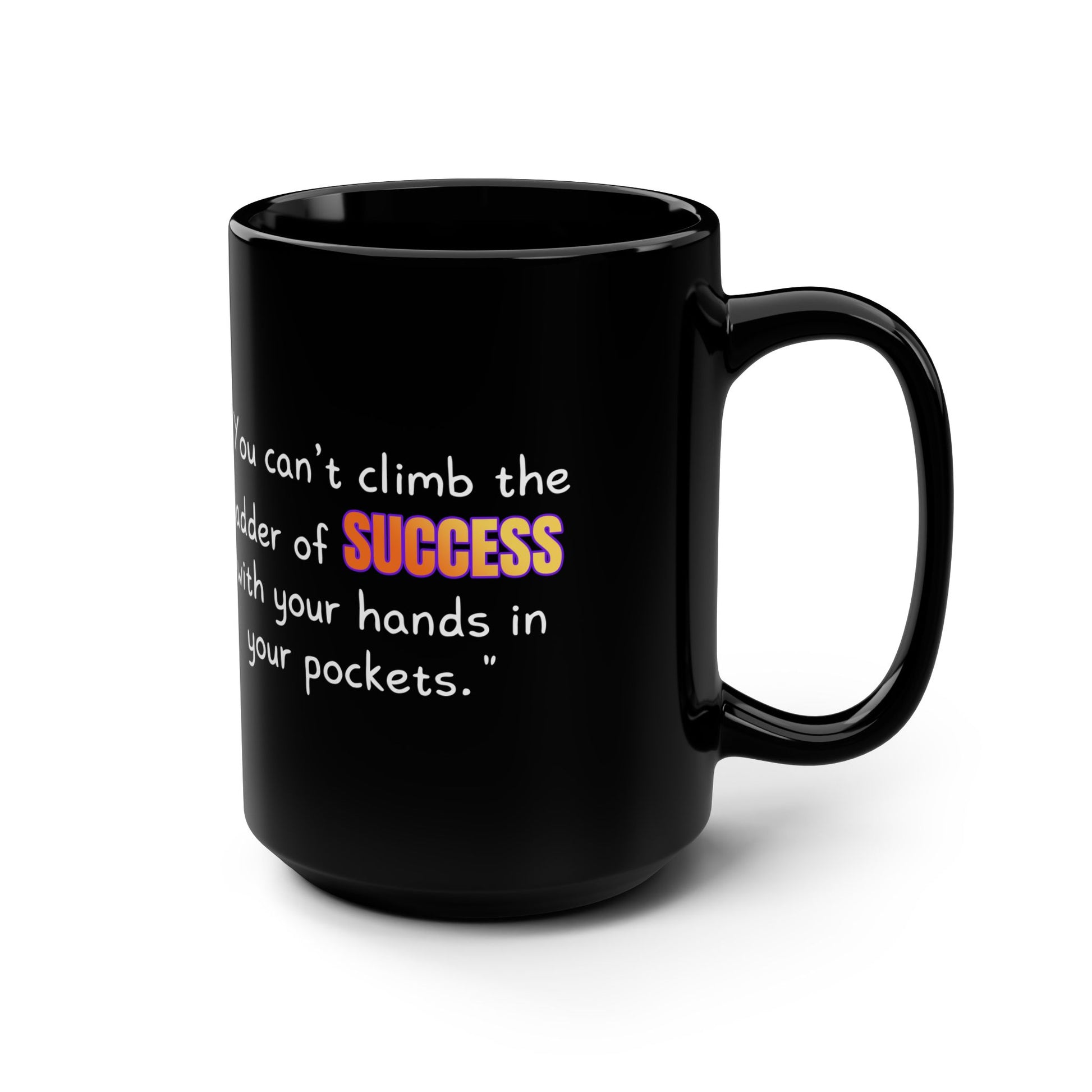 GOATI Black Ceramic Mug – 15oz | "You Can’t Climb the Ladder of Success" Motivational Coffee Mug - GOATI