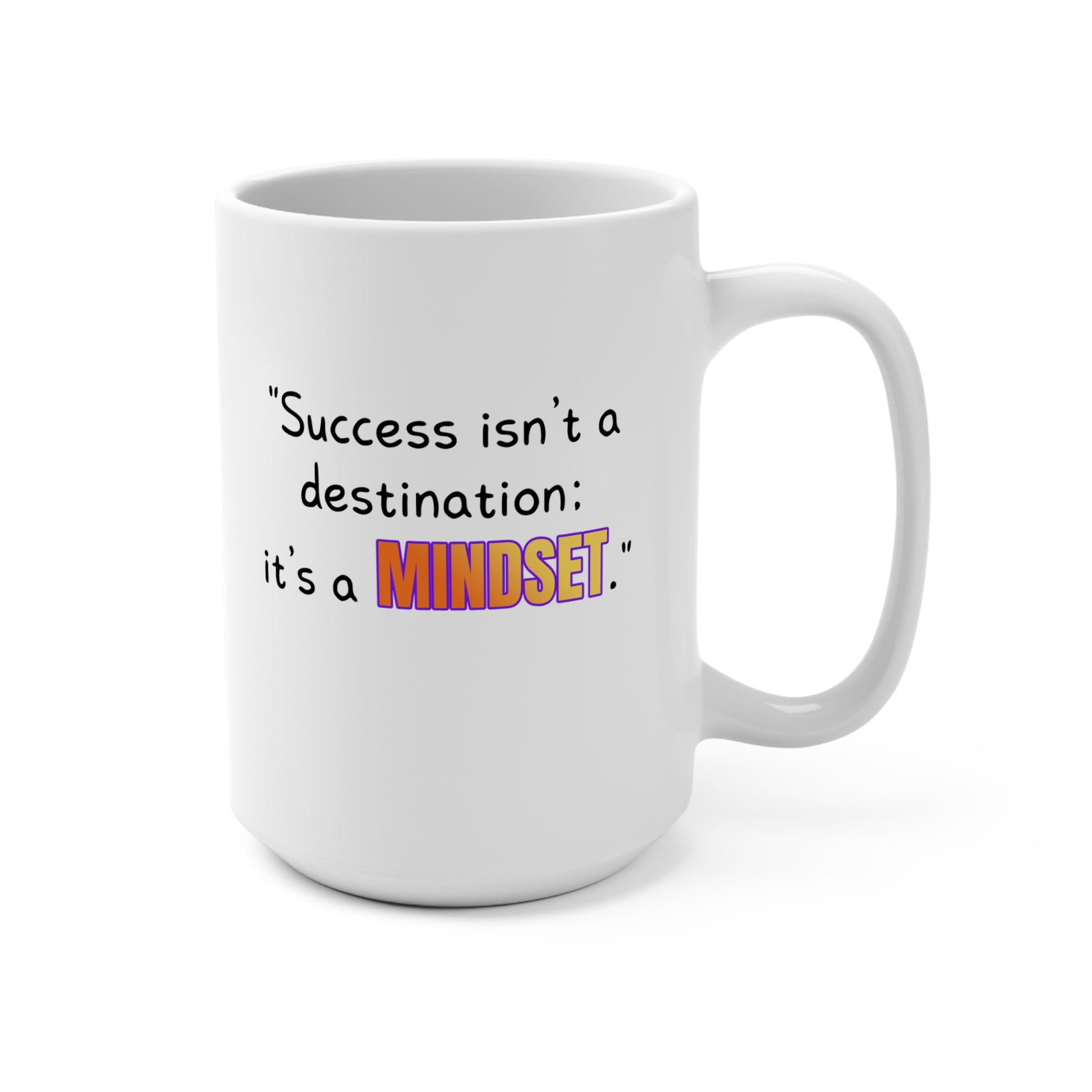 GOATI White Ceramic Mug – 15oz | "Success Isn’t a Destination; It’s a Mindset" Motivational Coffee Mug - GOATI