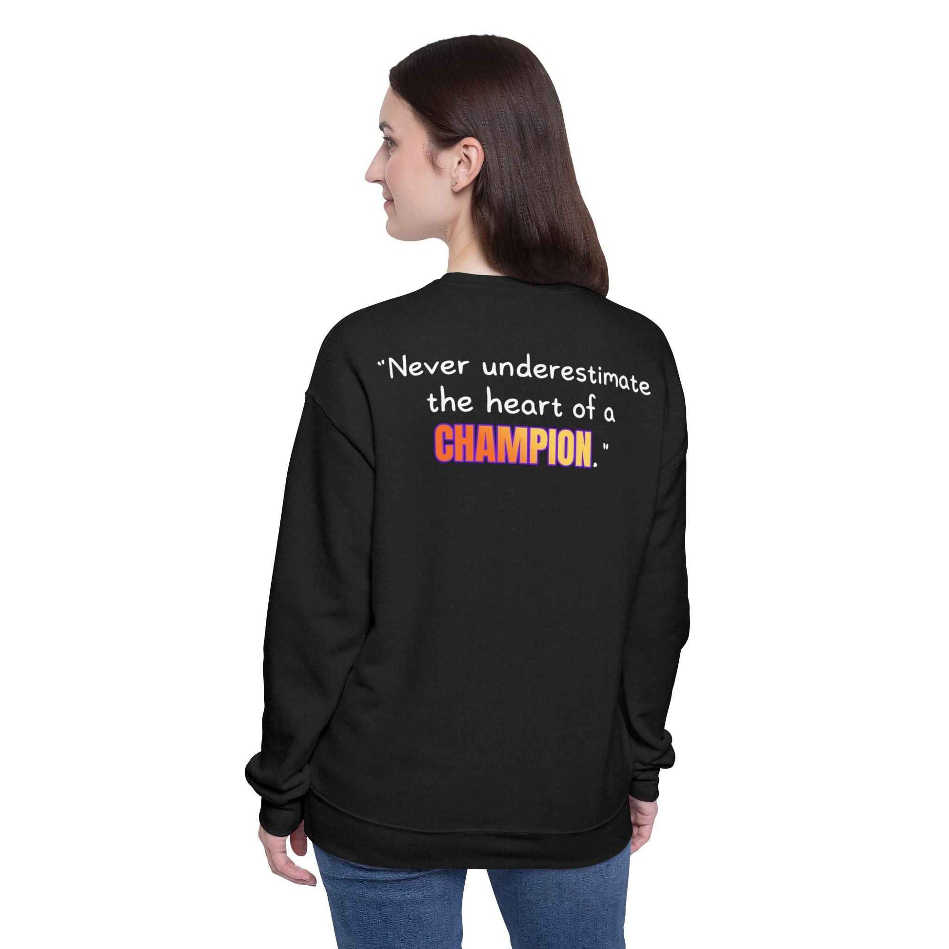 GOATI Unisex Premium Sweatshirt | "Heart of a Champion" Motivational Cotton-Polyester Blend Sweatshirt for Comfort