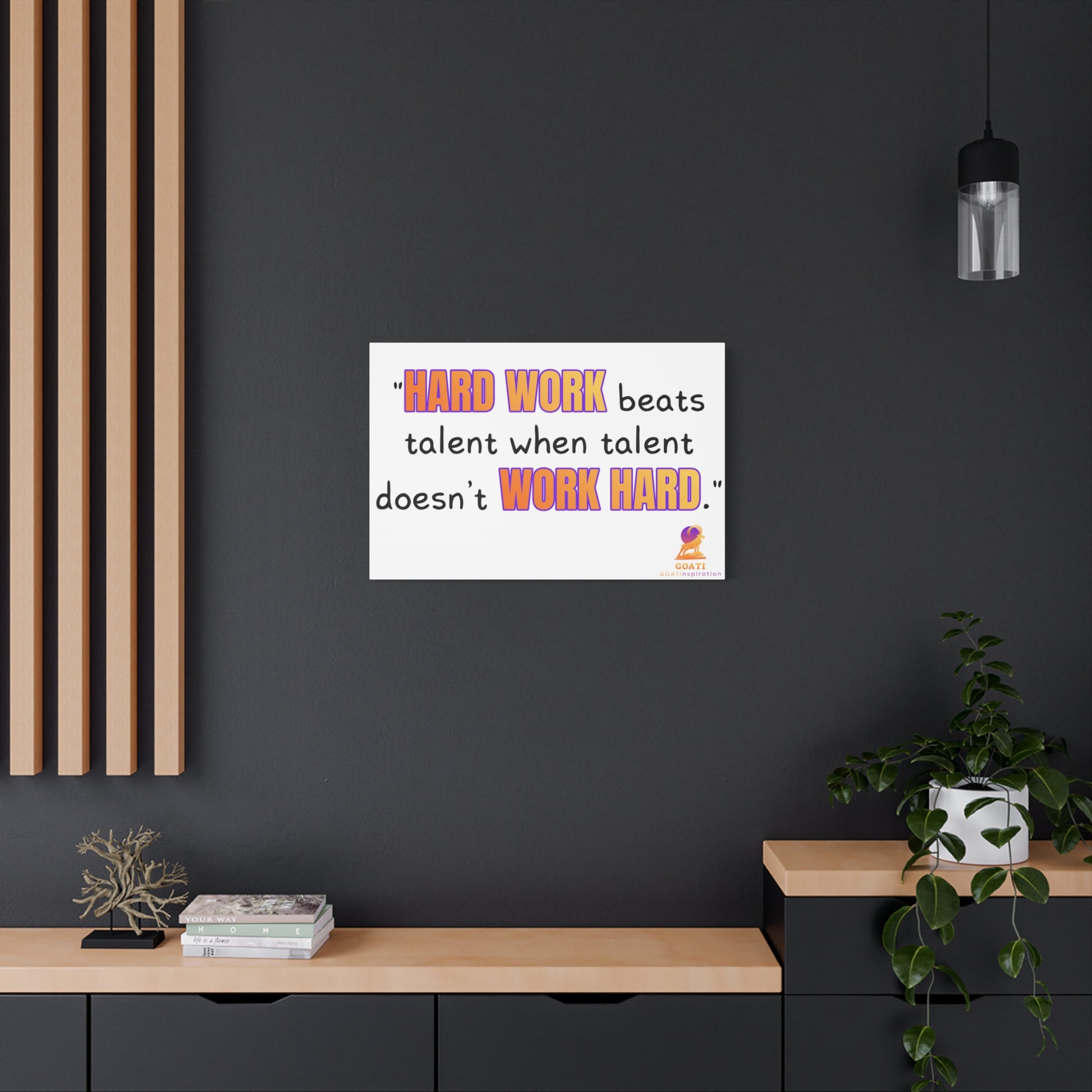 GOATI Motivational Canvas Wall Art – "Hard Work Beats Talent" | Inspirational Quote for Home, Office, or Gym - GOATI