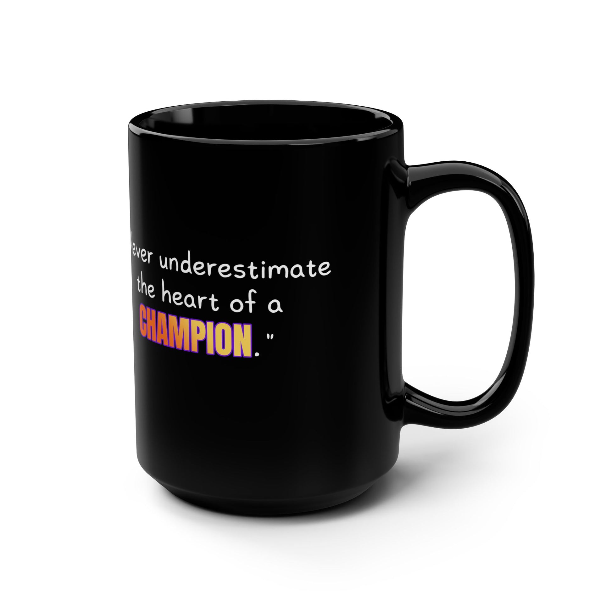 GOATI Black Ceramic Mug – 15oz | "Heart of a Champion" Motivational Coffee Mug - GOATI