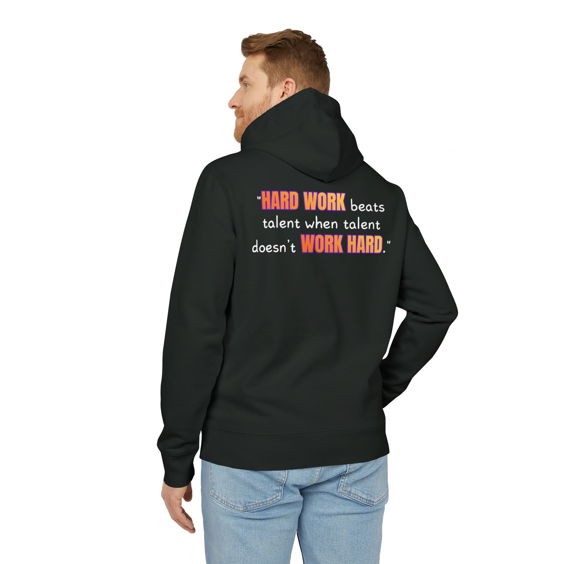 GOATI Unisex Premium Hoodie – 100% Organic Cotton, Heavyweight Fleece | “Hard Work Beats Talent” Motivational Hoodie - GOATI