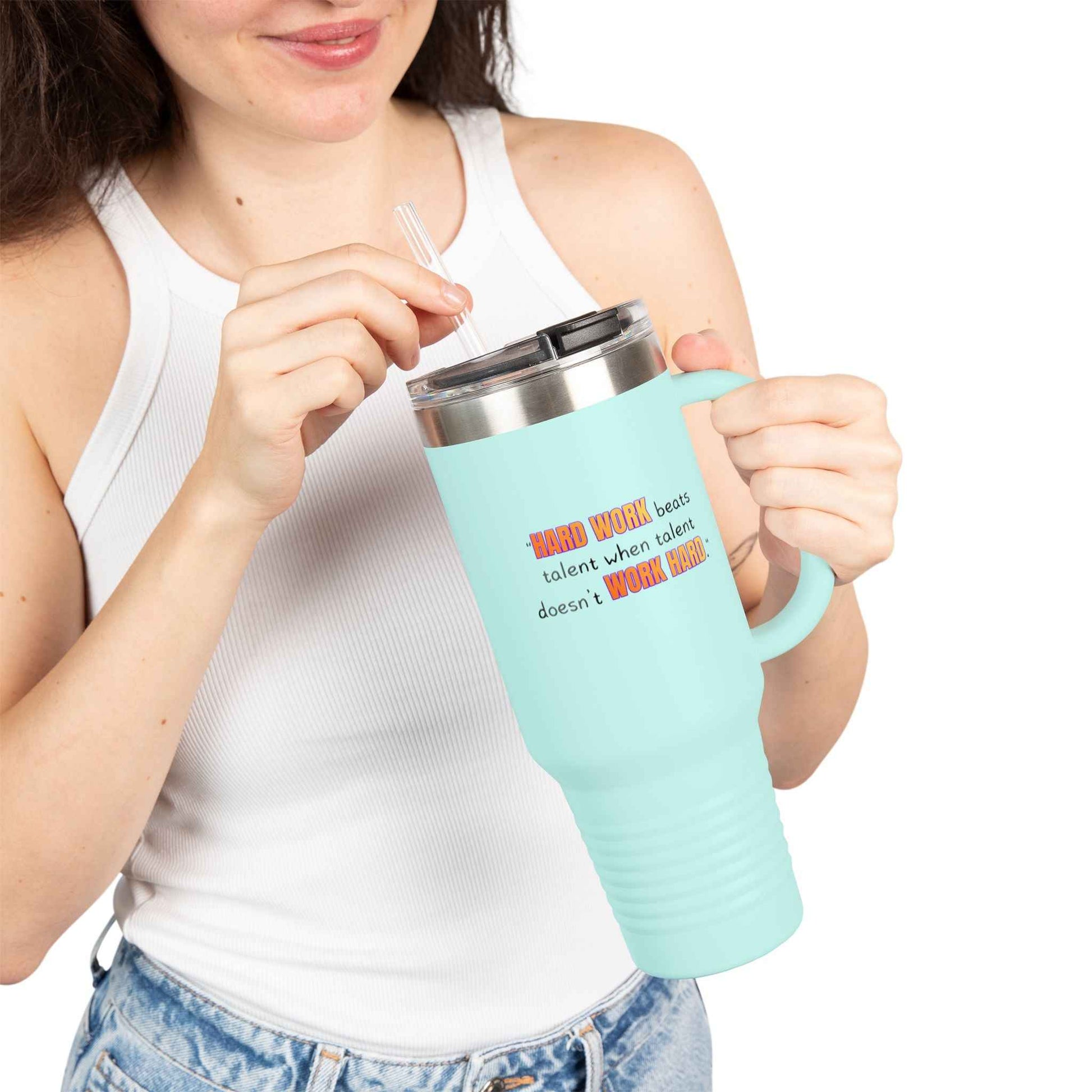 GOATI 40oz Insulated Travel Mug | "Hard Work Beats Talent When Talent Doesn’t Work Hard" Motivational Quote