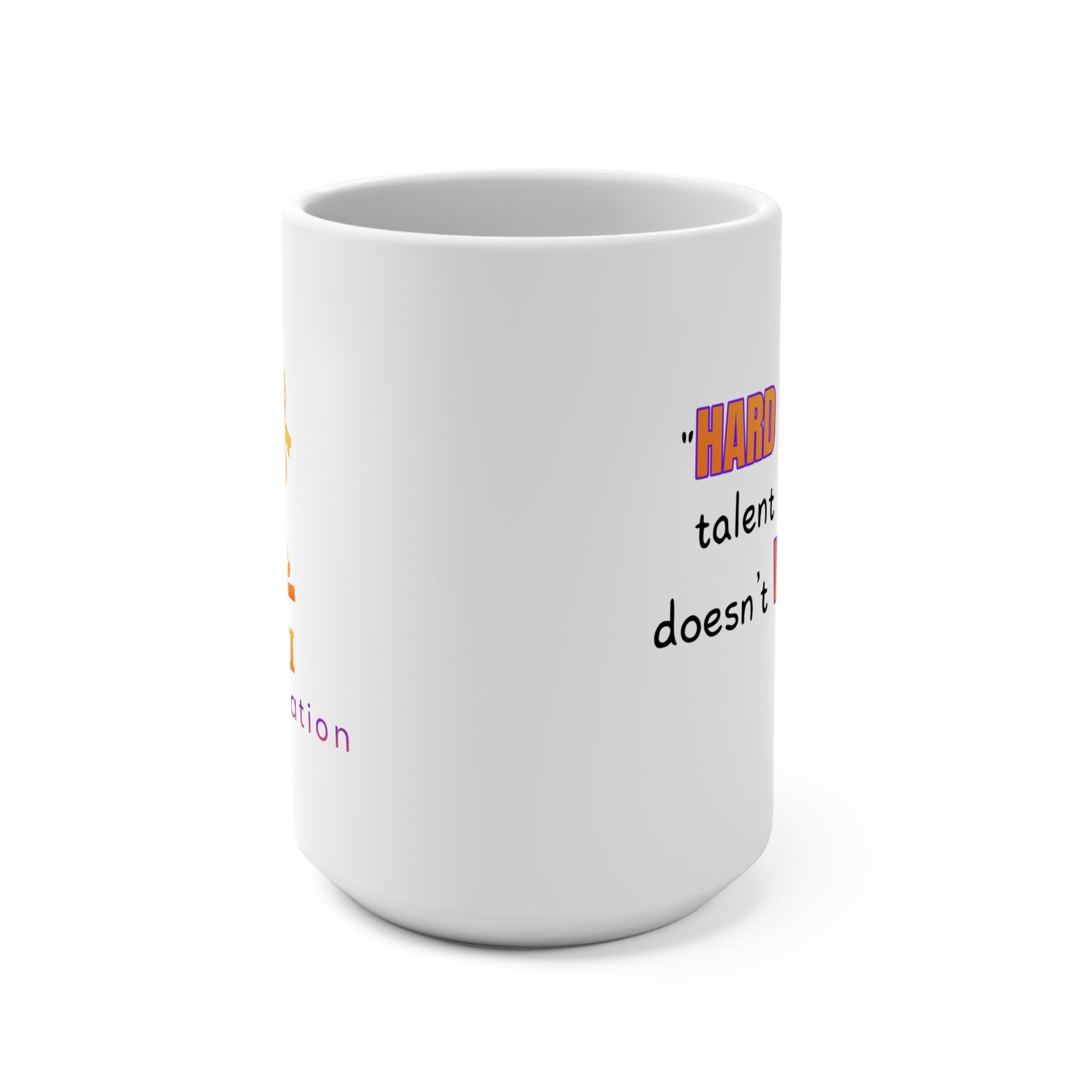 GOATI White Ceramic Mug – 15oz | "Hard Work Beats Talent" Motivational Coffee Mug - GOATI