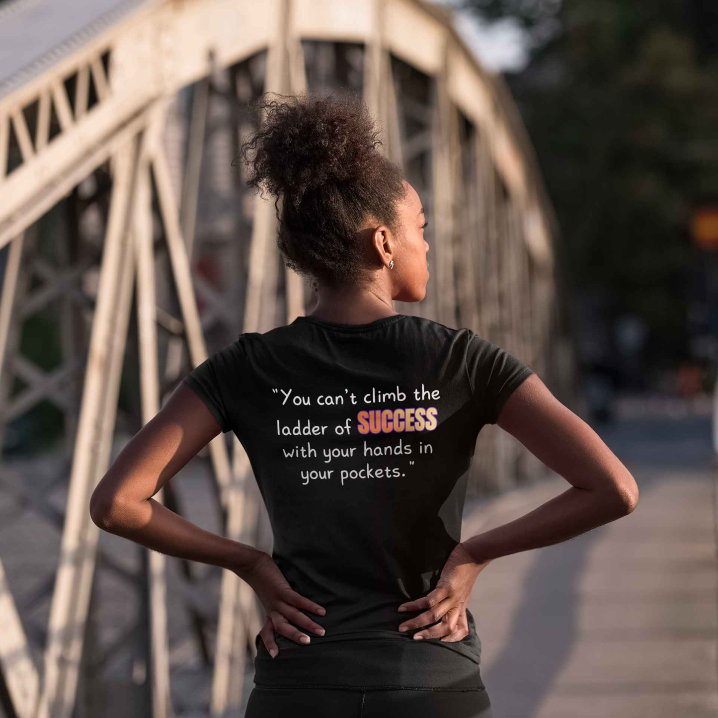 GOATI Women's Performance V-Neck T-Shirt | Moisture-Wicking & Breathable Tee | "You Can’t Climb the Ladder of Success"