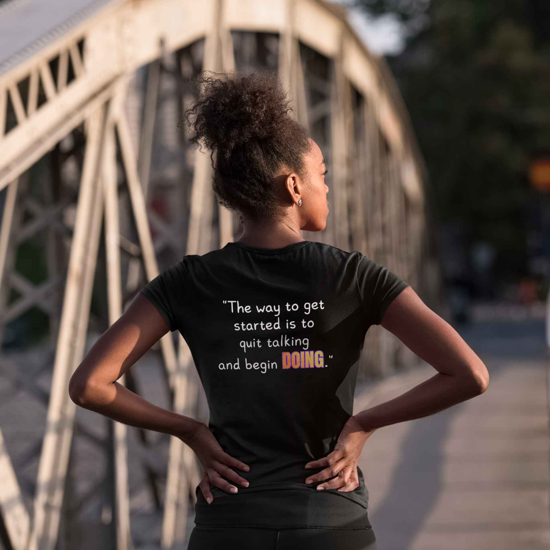 GOATI Women's Performance V-Neck T-Shirt | Moisture-Wicking & Breathable Tee | "Quit Talking and Begin Doing"