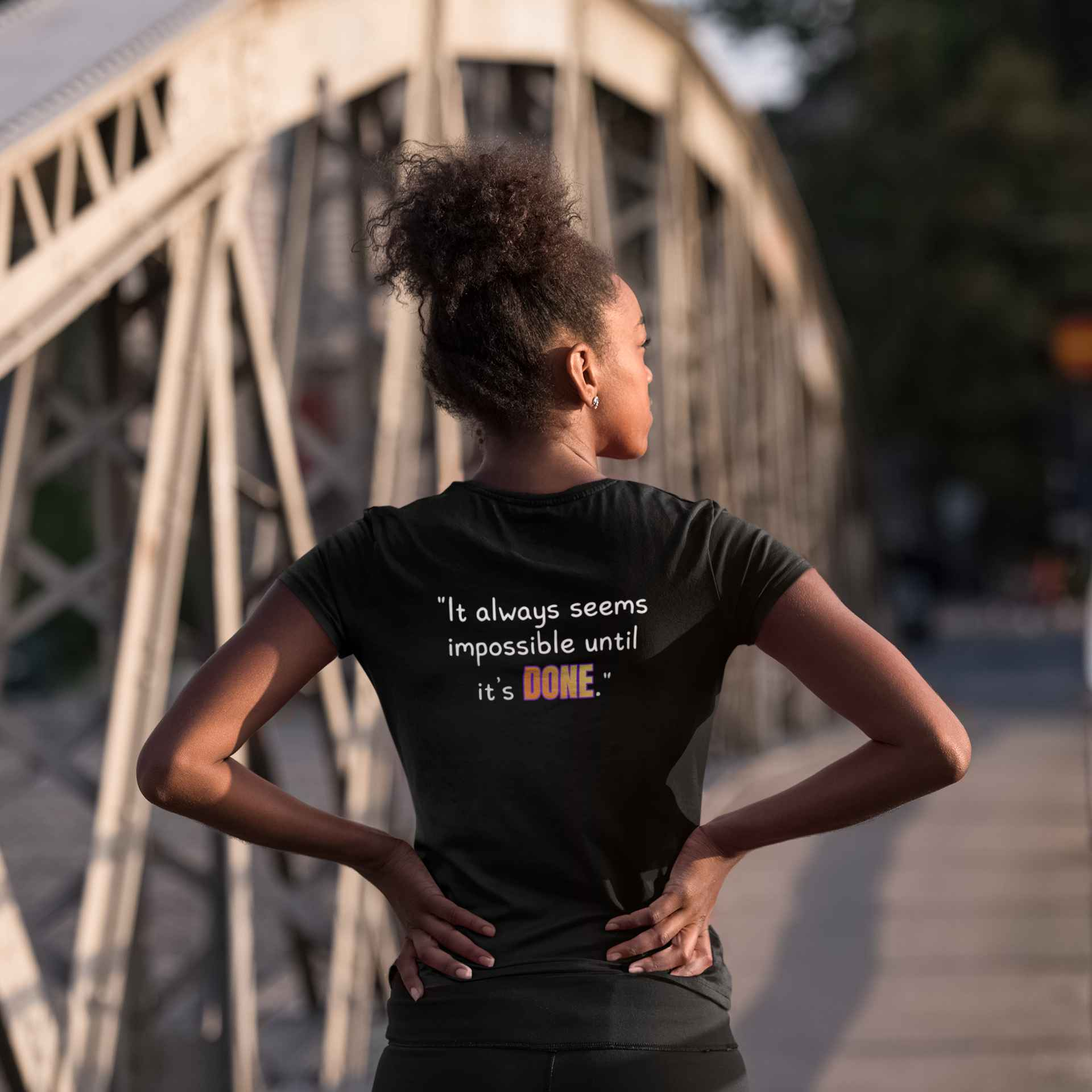 GOATI Women's Performance V-Neck T-Shirt | Moisture-Wicking & Breathable Tee | "It Always Seems Impossible Until It’s Done."