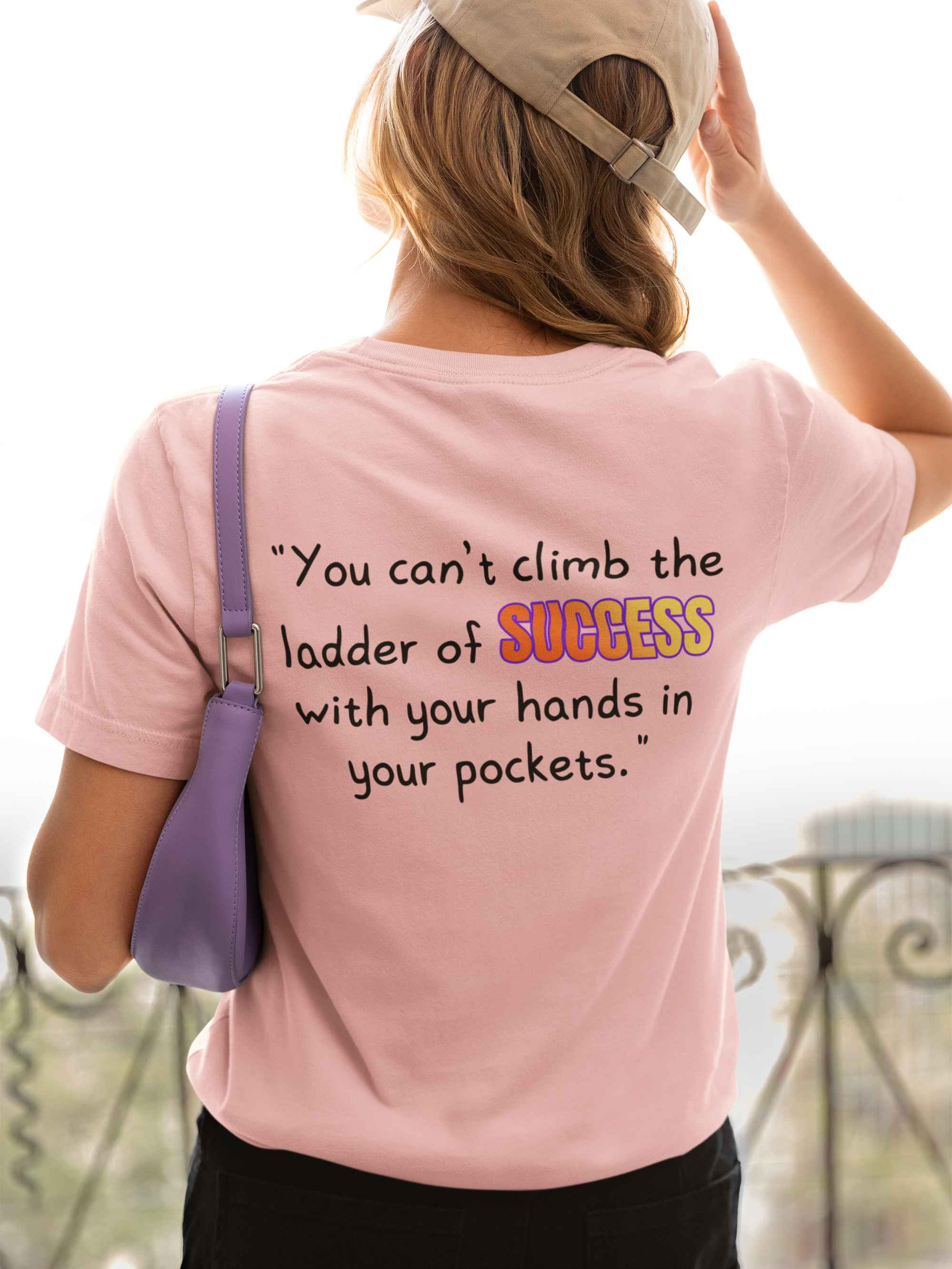 GOATI Unisex Premium Motivational T-shirt | "You Can’t Climb the Ladder of Success" Airlume Cotton Tee | Soft & Comfortable