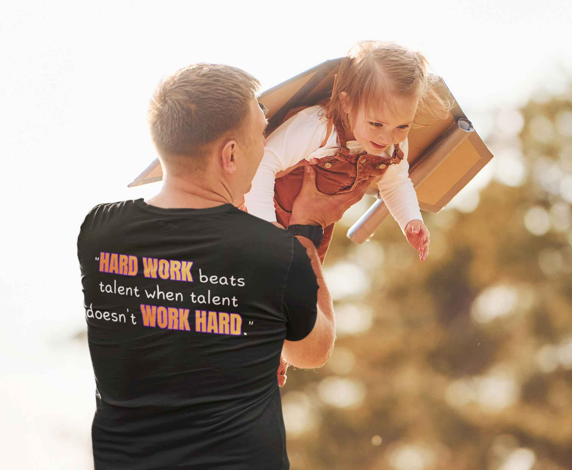 GOATI Unisex Premium Motivational T-shirt | "Hard Work Beats Talent" Airlume Cotton Tee | Soft & Comfortable