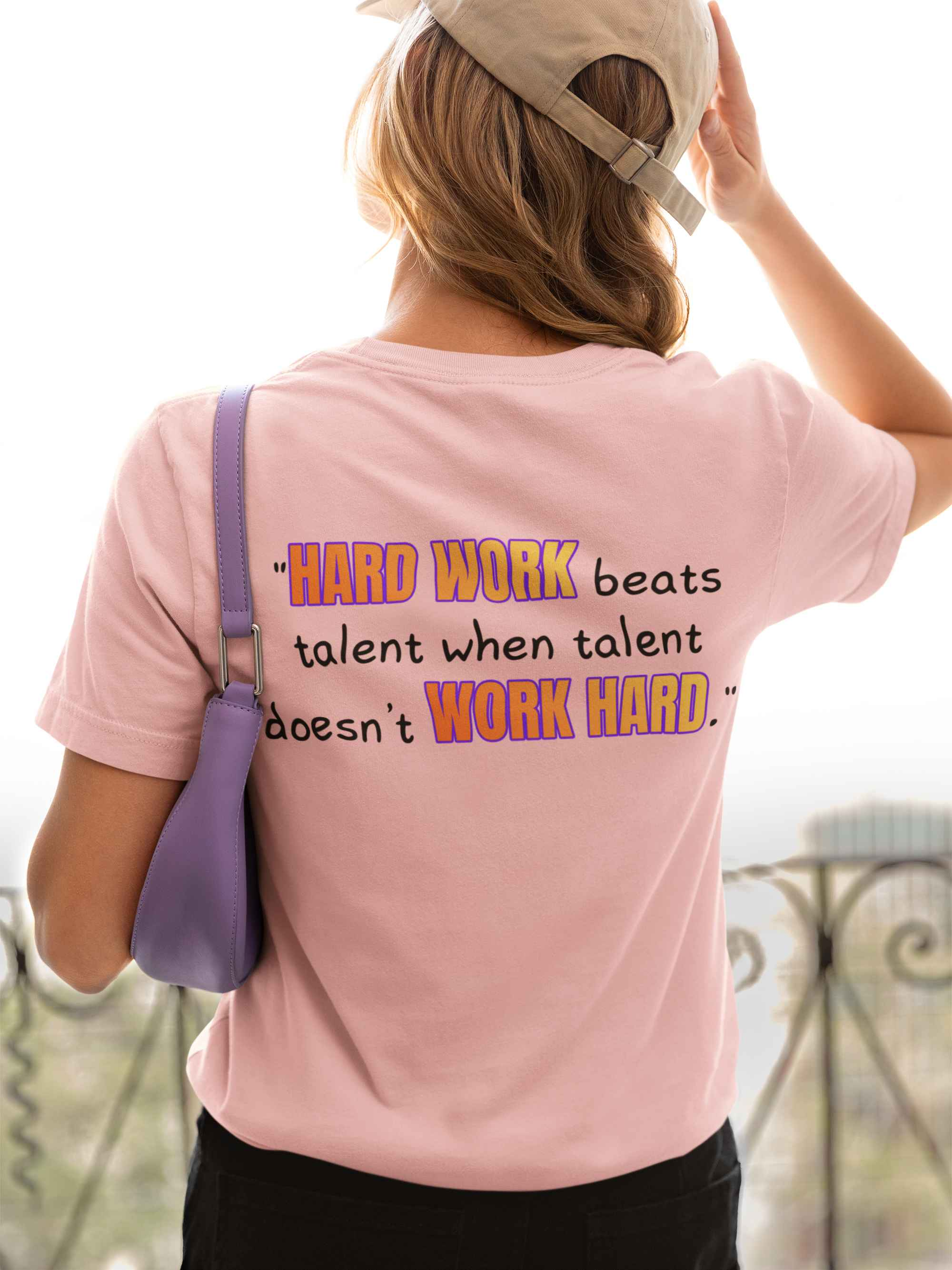 GOATI Unisex Premium Motivational T-shirt | "Hard Work Beats Talent" Airlume Cotton Tee | Soft & Comfortable