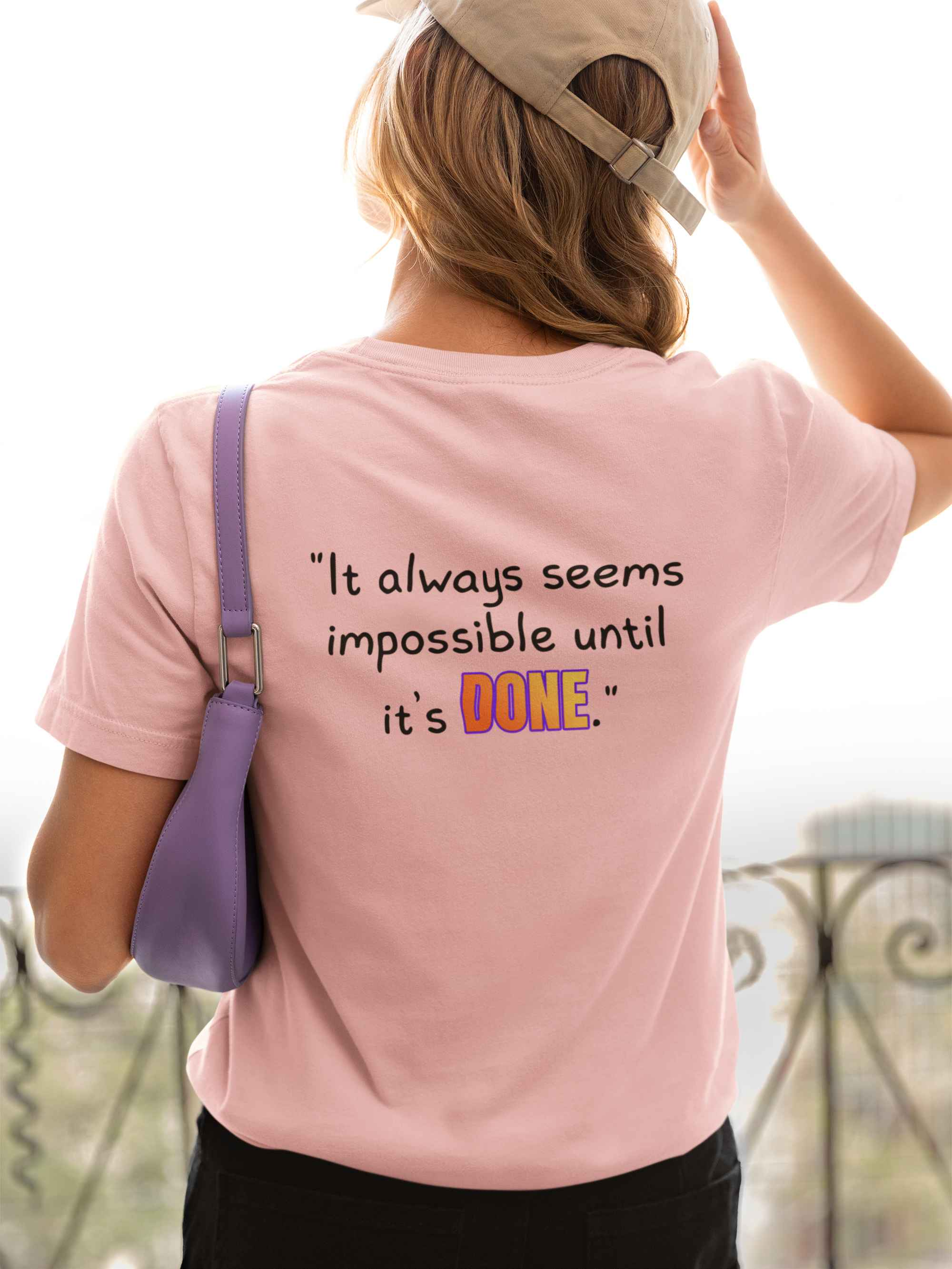 GOATI Unisex Premium Motivational T-shirt | "It Always Seems Impossible Until It’s Done." Airlume Cotton Tee | Soft & Comfortable