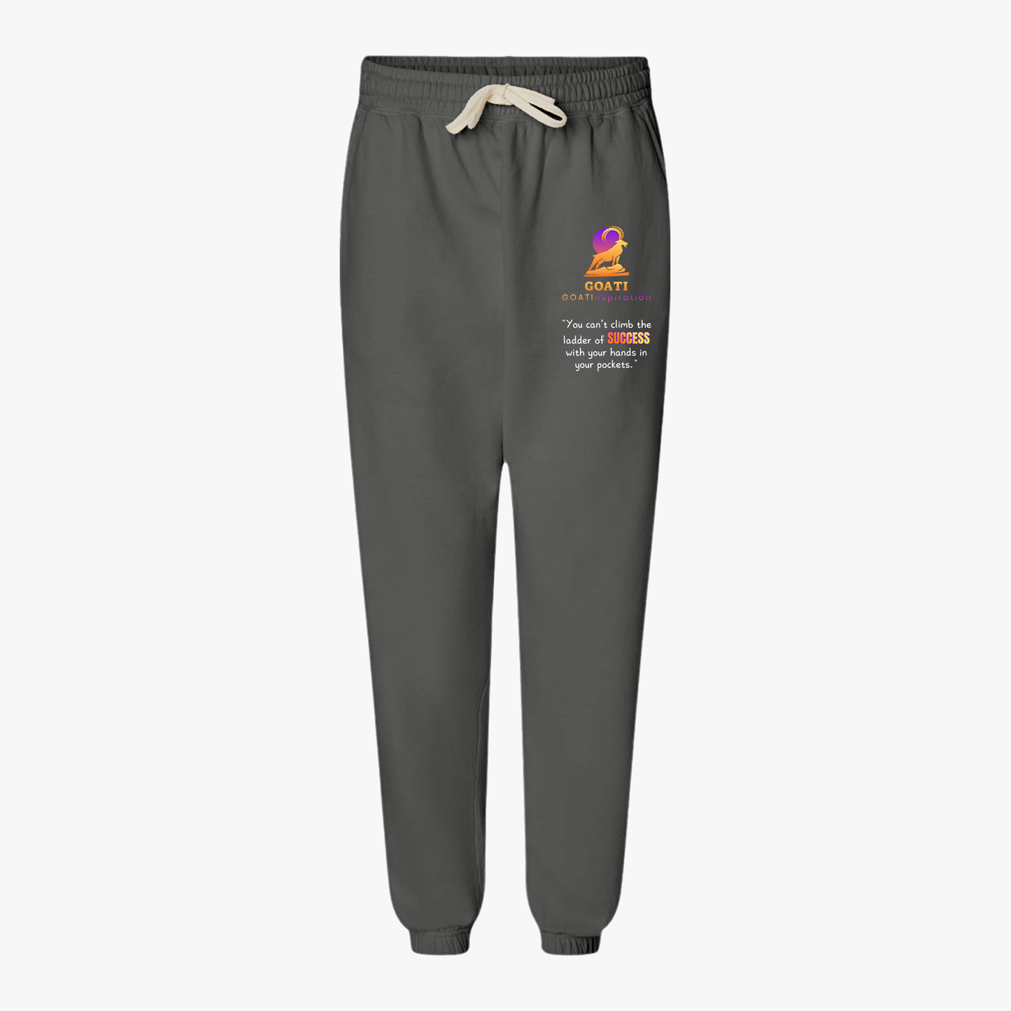 GOATI Unisex Fleece Sweatpants – 100% Ring-Spun Cotton, Soft Relaxed Fit | “You Can’t Climb the Ladder of Success” Motivational Joggers
