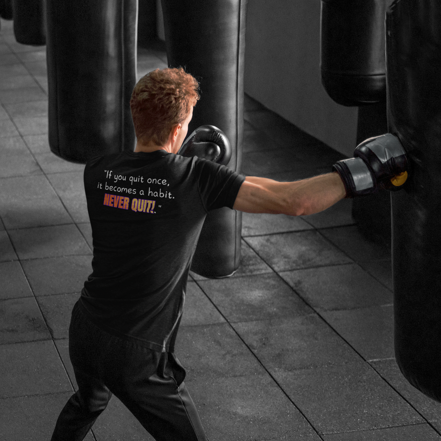 GOATI Men's Performance T-Shirt | Moisture-Wicking & Breathable Tee | "If You Quit Once, It Becomes a Habit. Never Quit!"