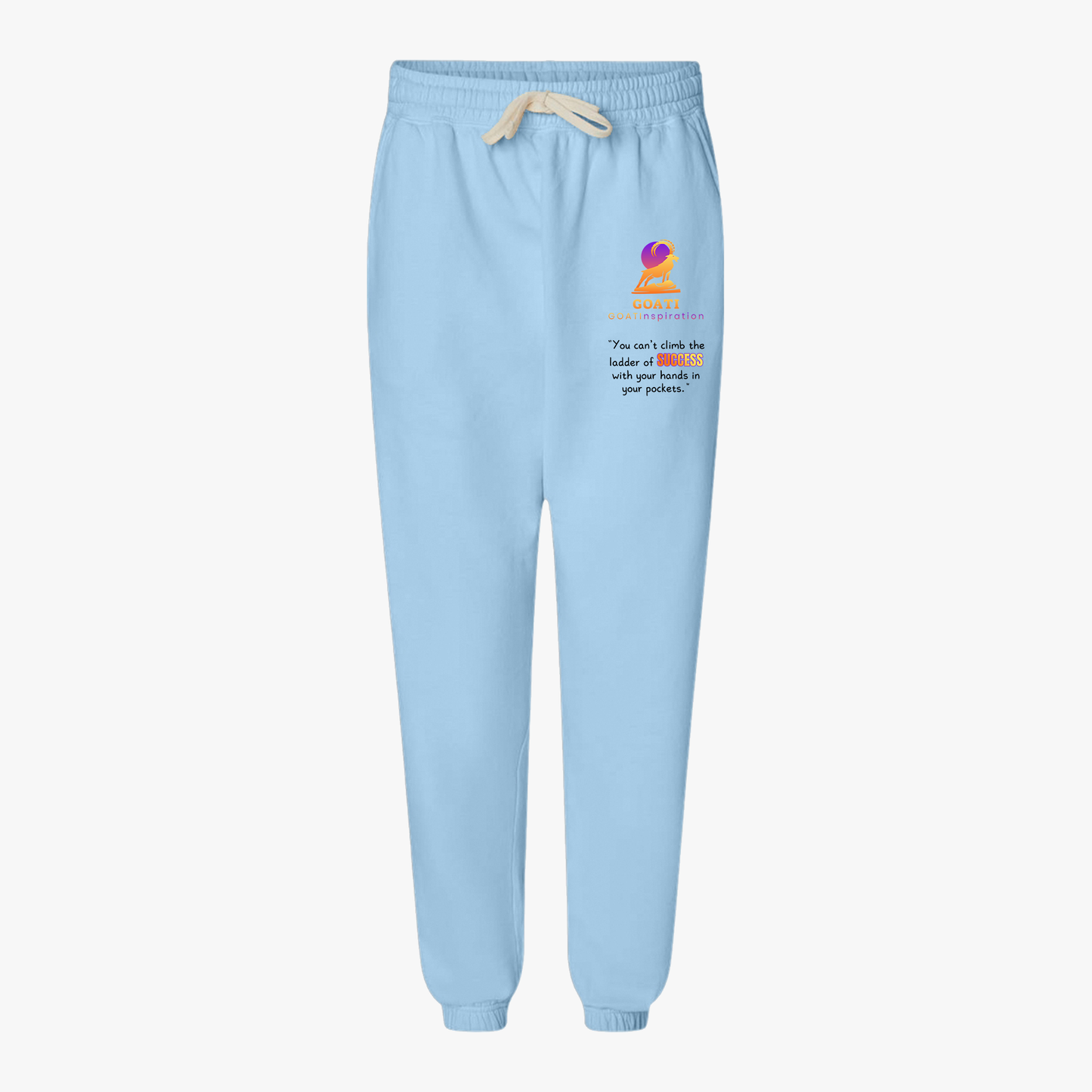 GOATI Unisex Fleece Sweatpants – 100% Ring-Spun Cotton, Soft Relaxed Fit | “You Can’t Climb the Ladder of Success” Motivational Joggers