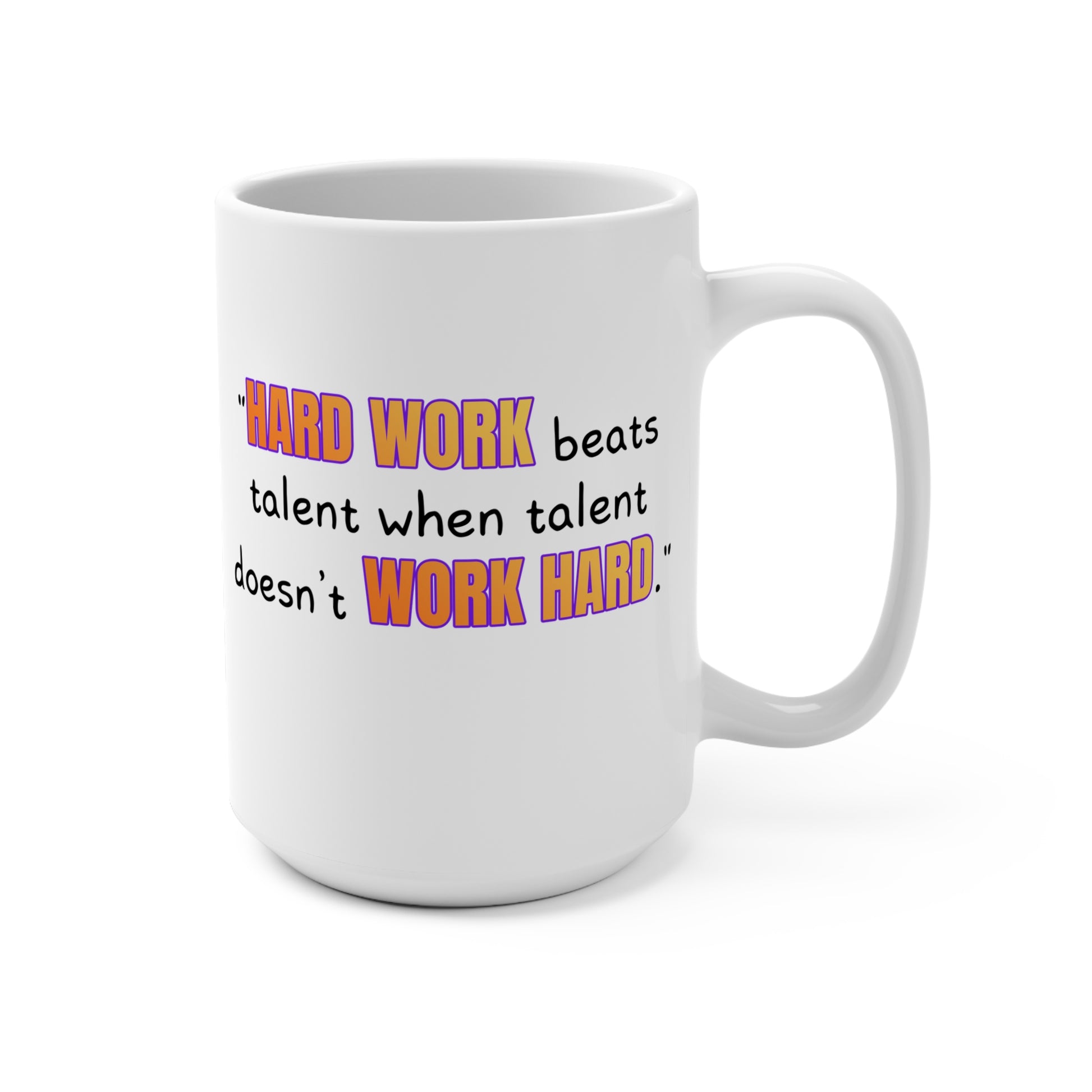 GOATI White Ceramic Mug – 15oz | "Hard Work Beats Talent" Motivational Coffee Mug - GOATI