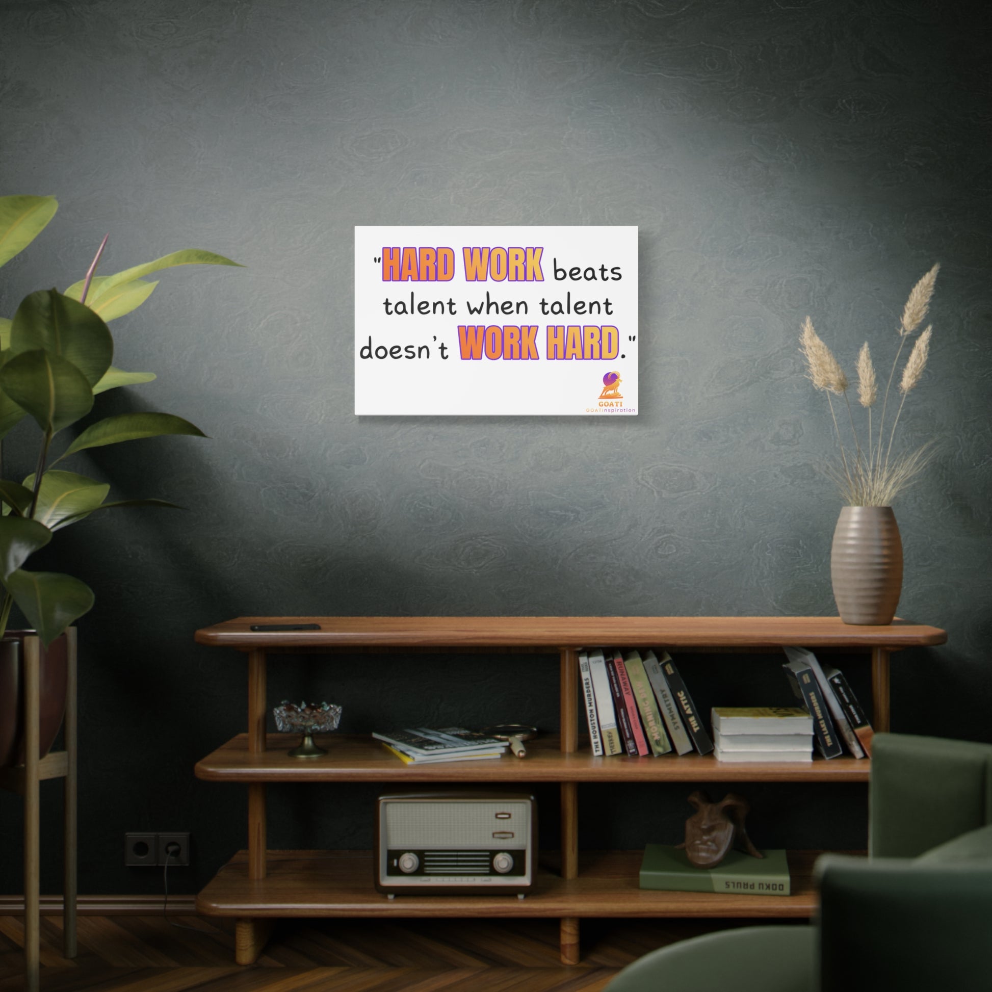 GOATI Motivational Canvas Wall Art – "Hard Work Beats Talent" | Inspirational Quote for Home, Office, or Gym - GOATI