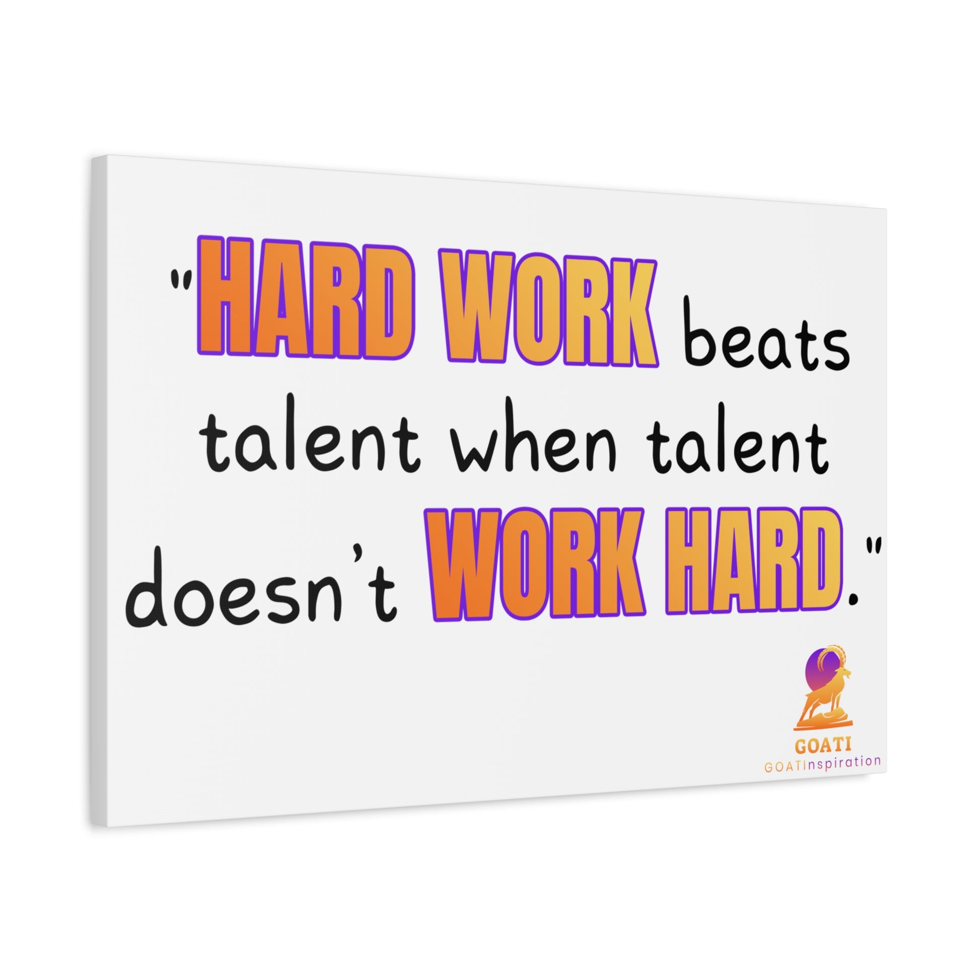 GOATI Motivational Canvas Wall Art – "Hard Work Beats Talent" | Inspirational Quote for Home, Office, or Gym - GOATI