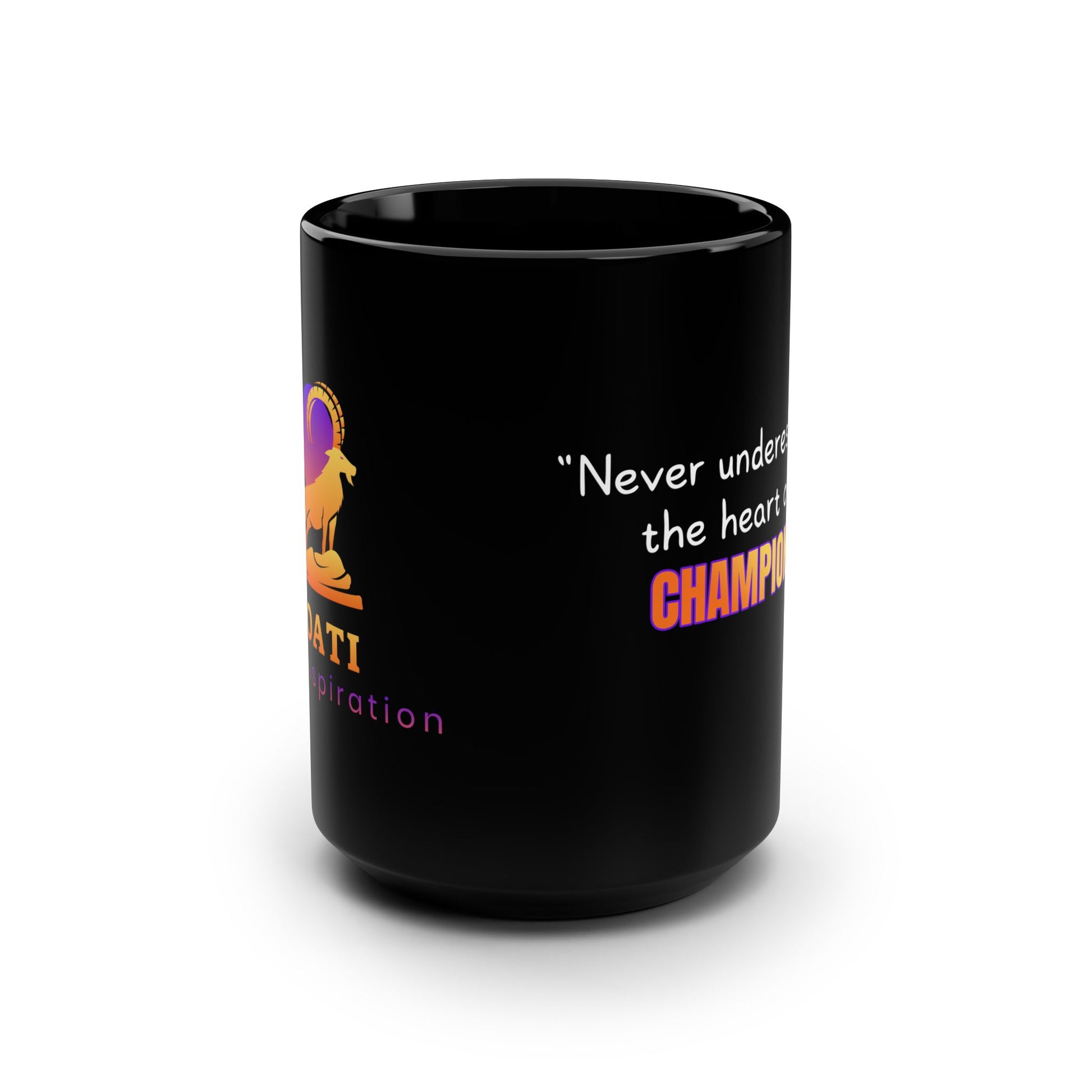 GOATI Black Ceramic Mug – 15oz | "Heart of a Champion" Motivational Coffee Mug - GOATI