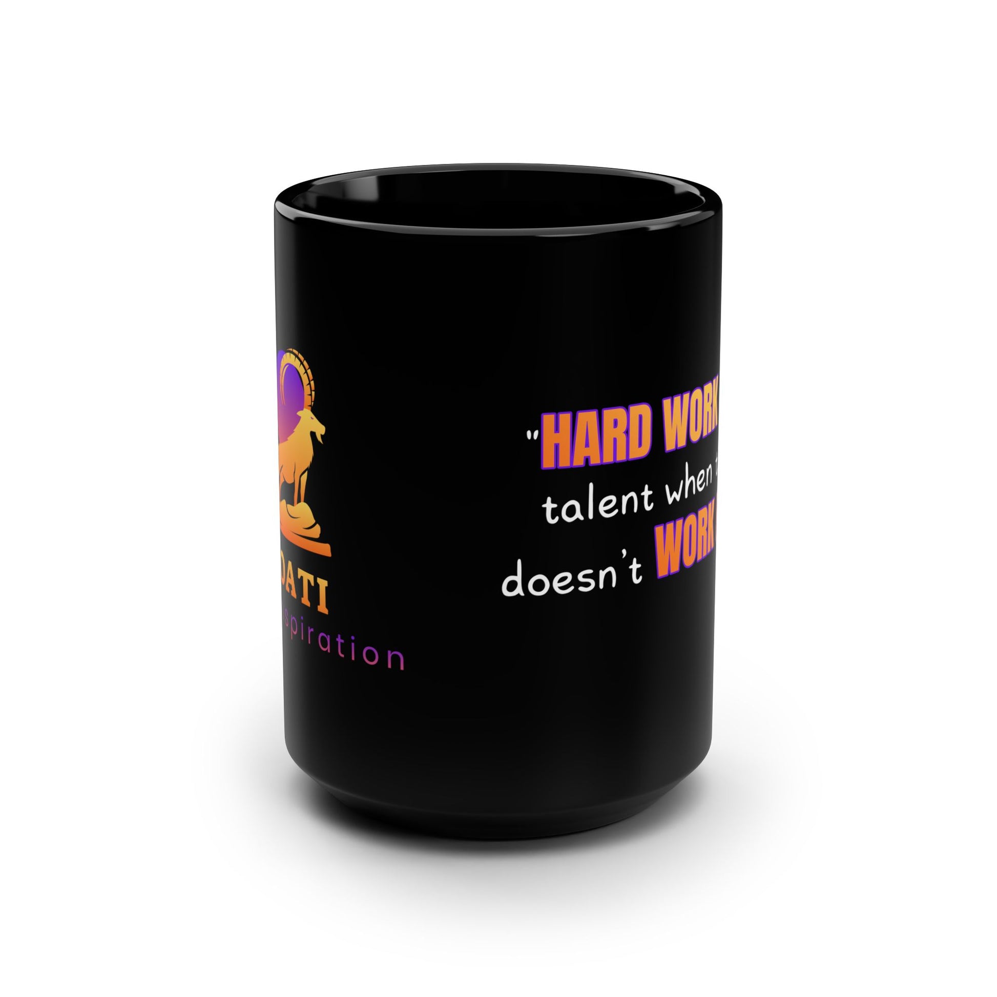 GOATI Black Ceramic Mug – 15oz | "Hard Work Beats Talent" Motivational Coffee Mug - GOATI
