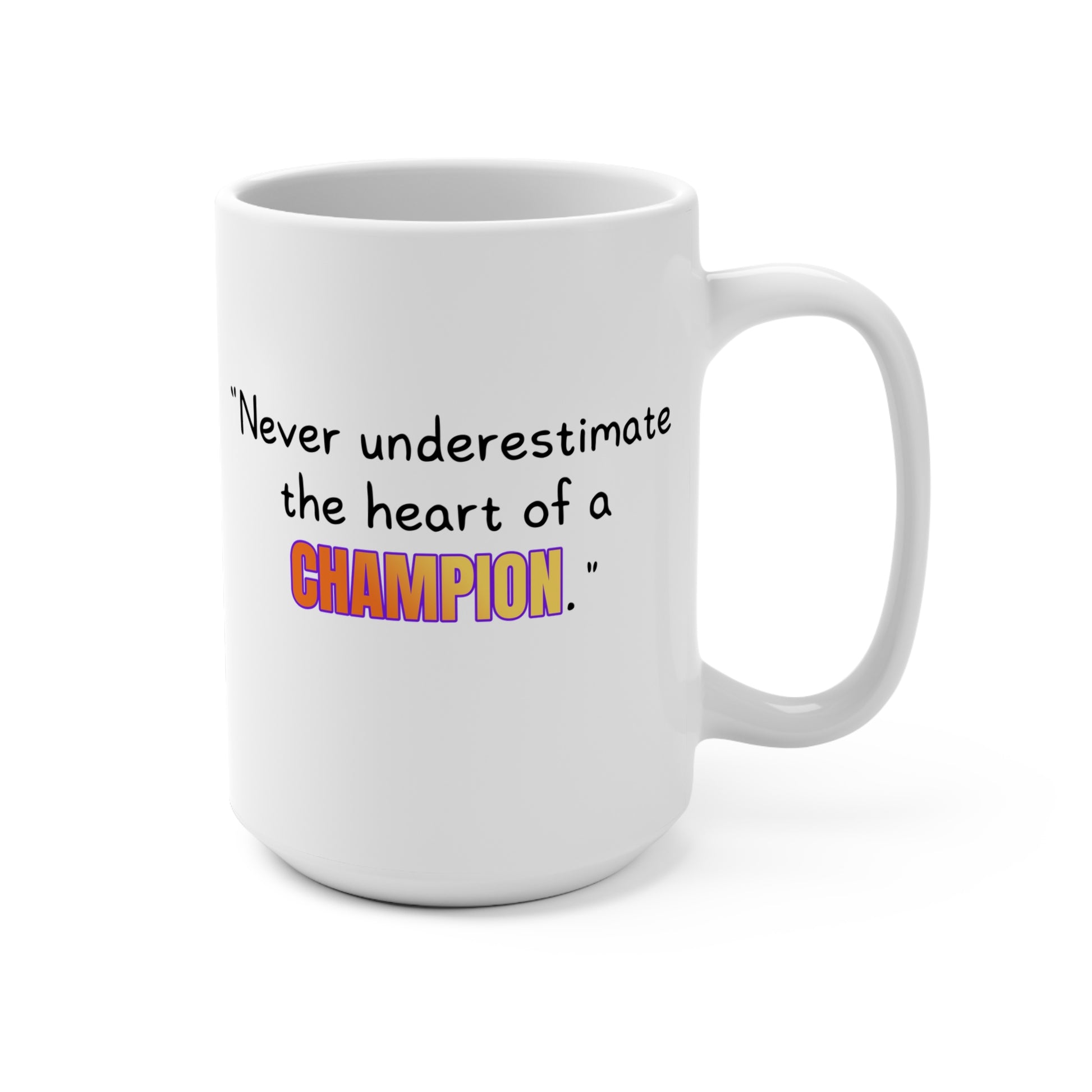 GOATI White Ceramic Mug – 15oz | "Heart of a Champion" Motivational Coffee Mug - GOATI