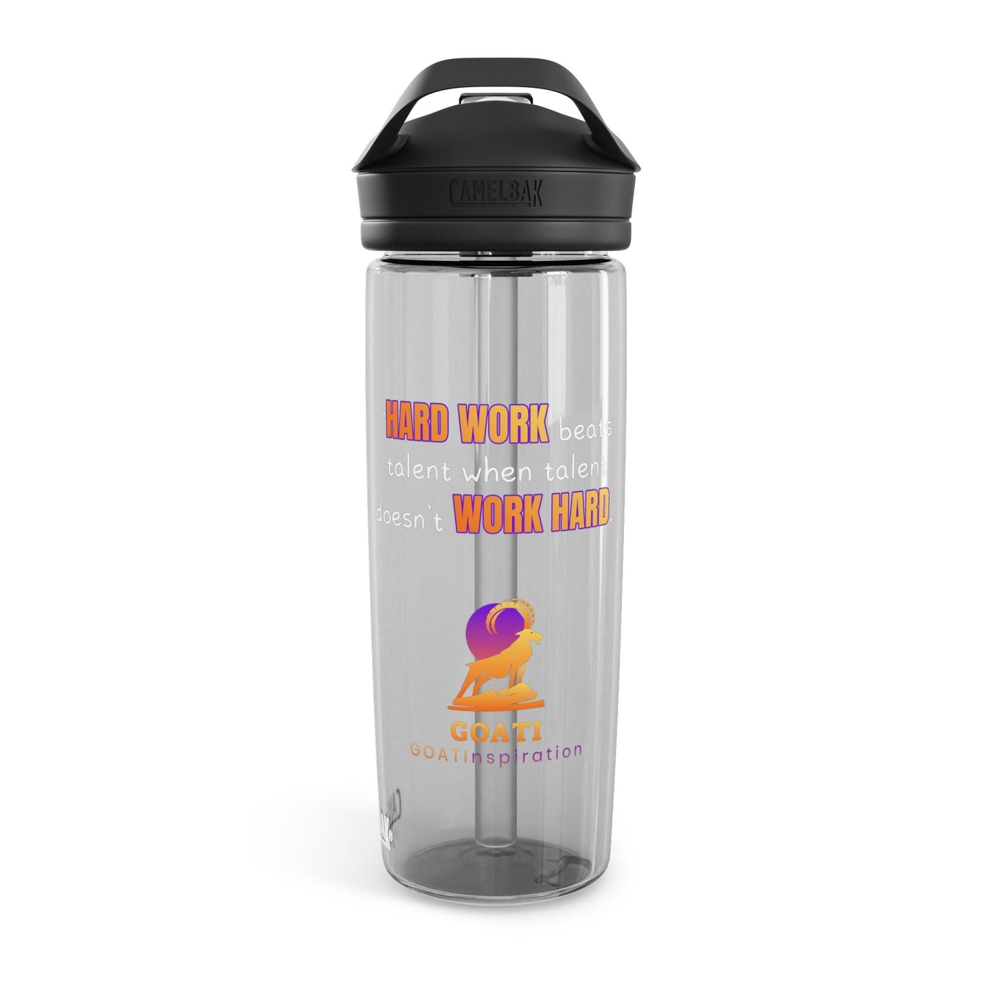 GOATI CamelBak Eddy® Water Bottle | “Hard Work Beats Talent”  Motivational 20oz/25oz Hydration Bottle - GOATI