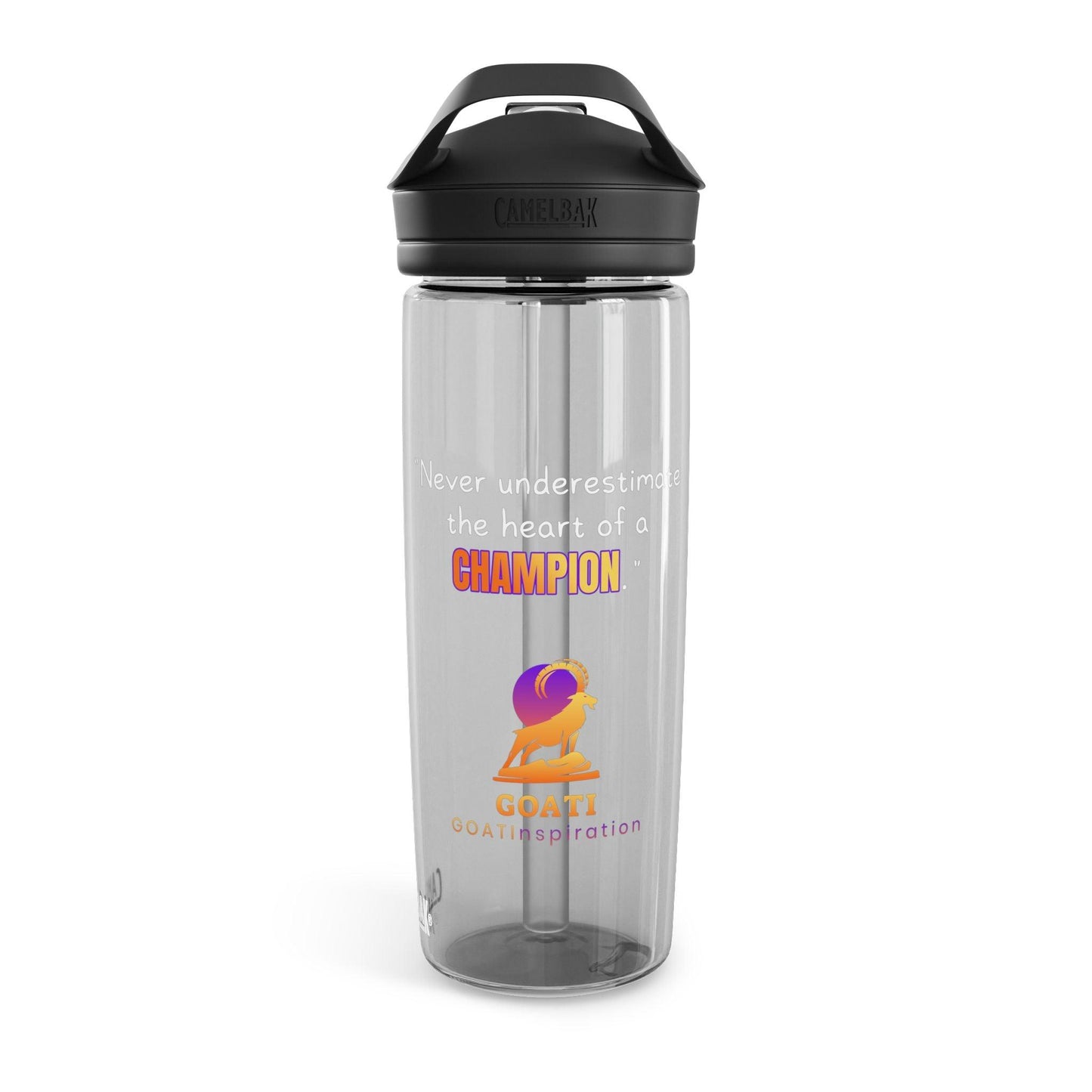 GOATI CamelBak Eddy® Water Bottle | “Heart of a Champion”  Motivational 20oz/25oz Hydration Bottle - GOATI