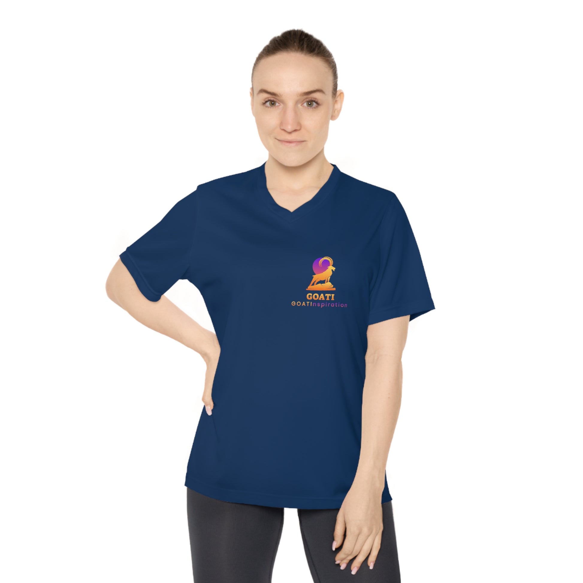 GOATI Women's Performance V-Neck T-Shirt | Moisture-Wicking & Breathable Tee | "Hard Work Beats Talent" - GOATI