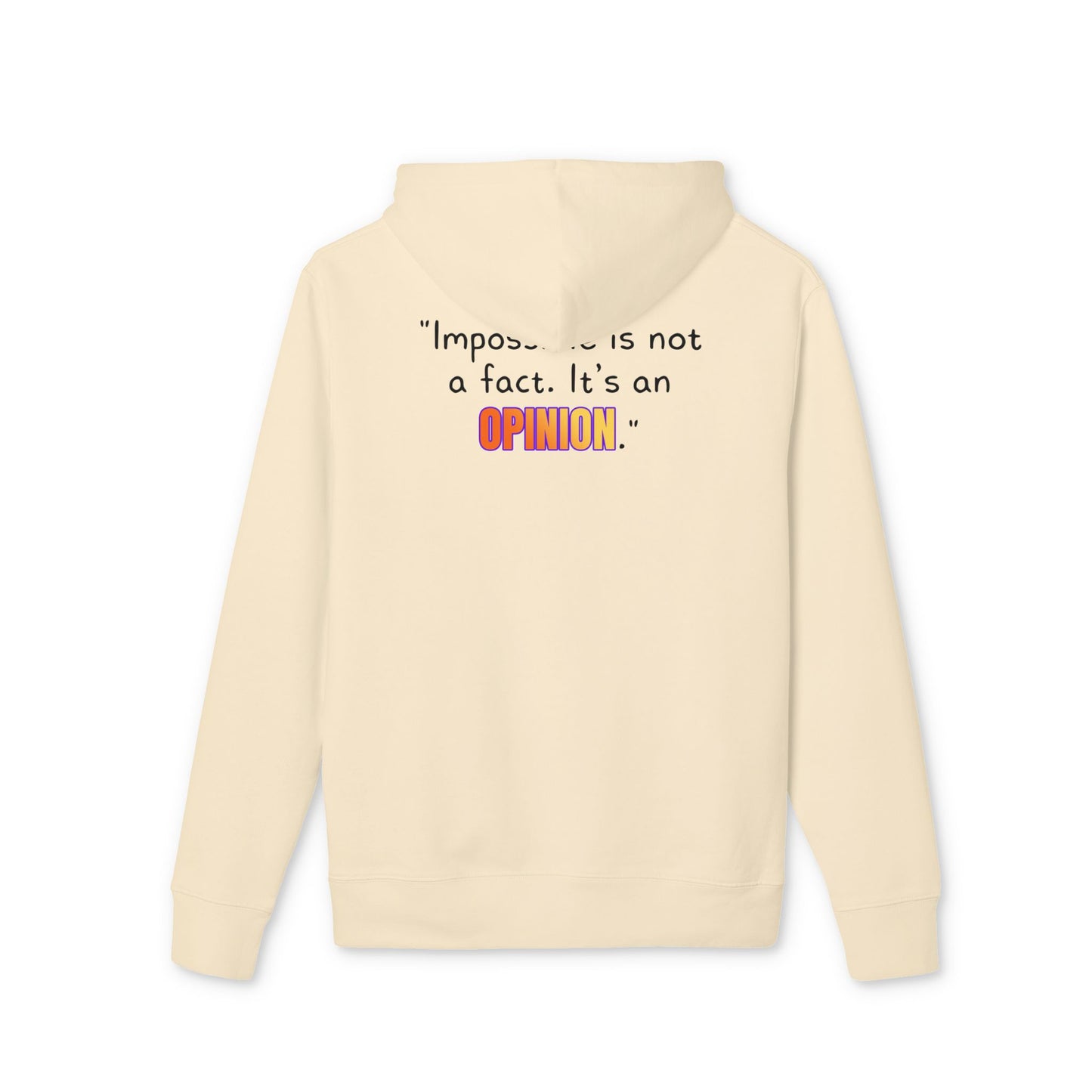 GOATI Unisex Premium Hoodie – 100% Organic Cotton, Heavyweight Fleece | “Impossible is Not a Fact. It’s an Opinion” Motivational Hoodie - GOATI