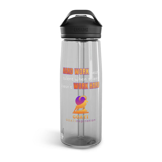 GOATI CamelBak Eddy® Water Bottle | “Hard Work Beats Talent”  Motivational 20oz/25oz Hydration Bottle - GOATI