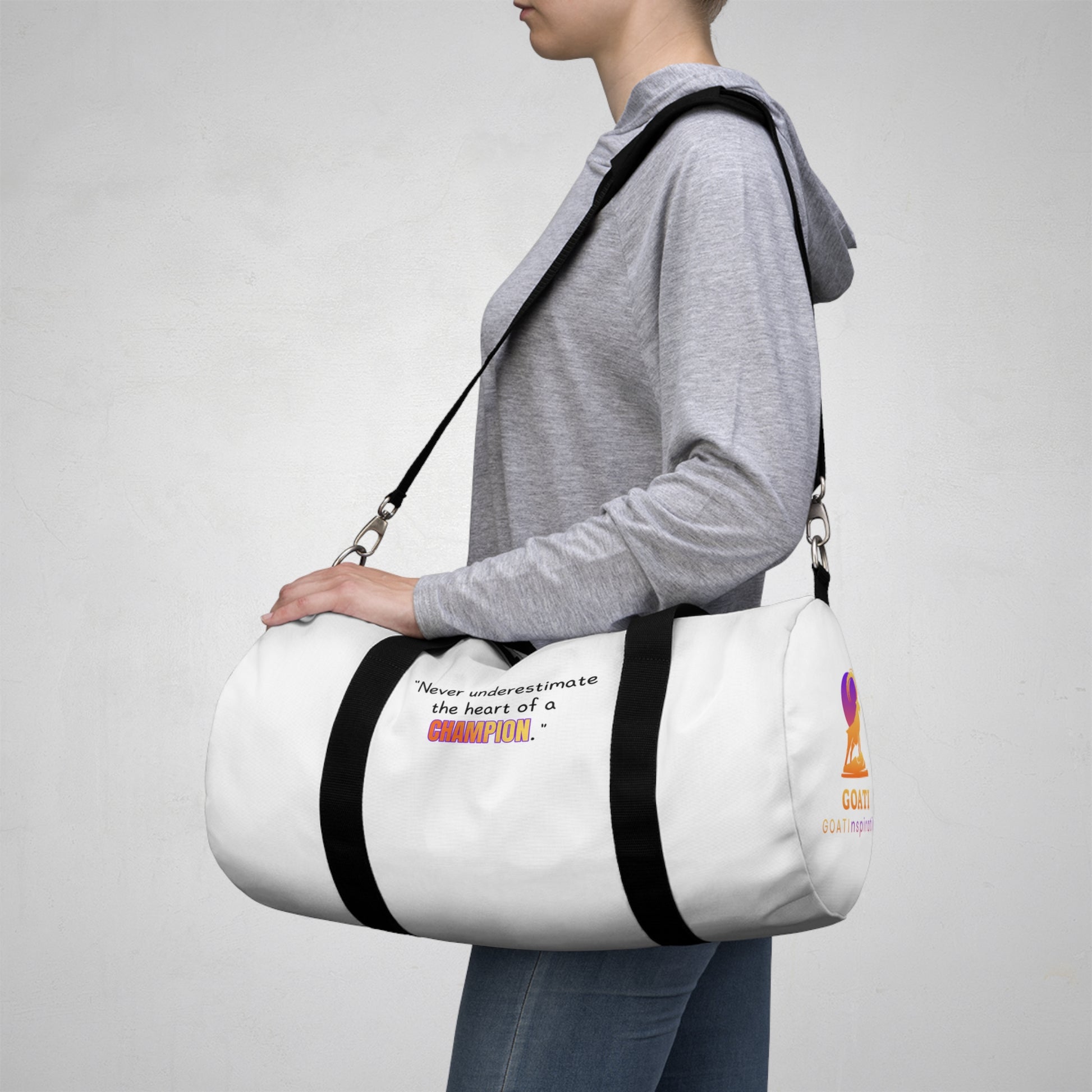 GOATI Motivational Duffel Bag - "Heart of a Champion" | Durable Gym, Fitness & Travel Bag for Everyday Use - GOATI
