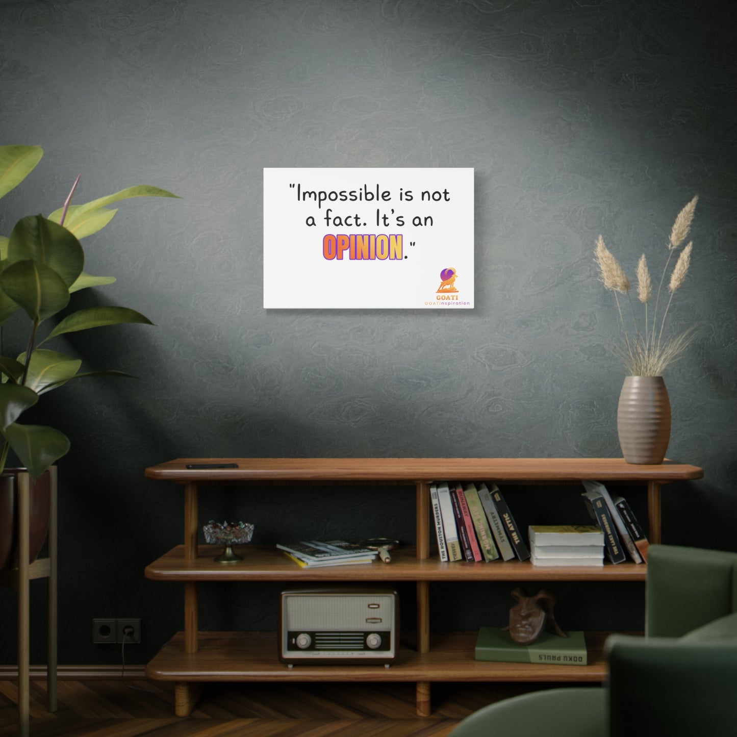GOATI Motivational Canvas Wall Art – "Impossible is Not a Fact. It's an Opinion" | Inspirational Quote for Home, Office, or Gym - GOATI