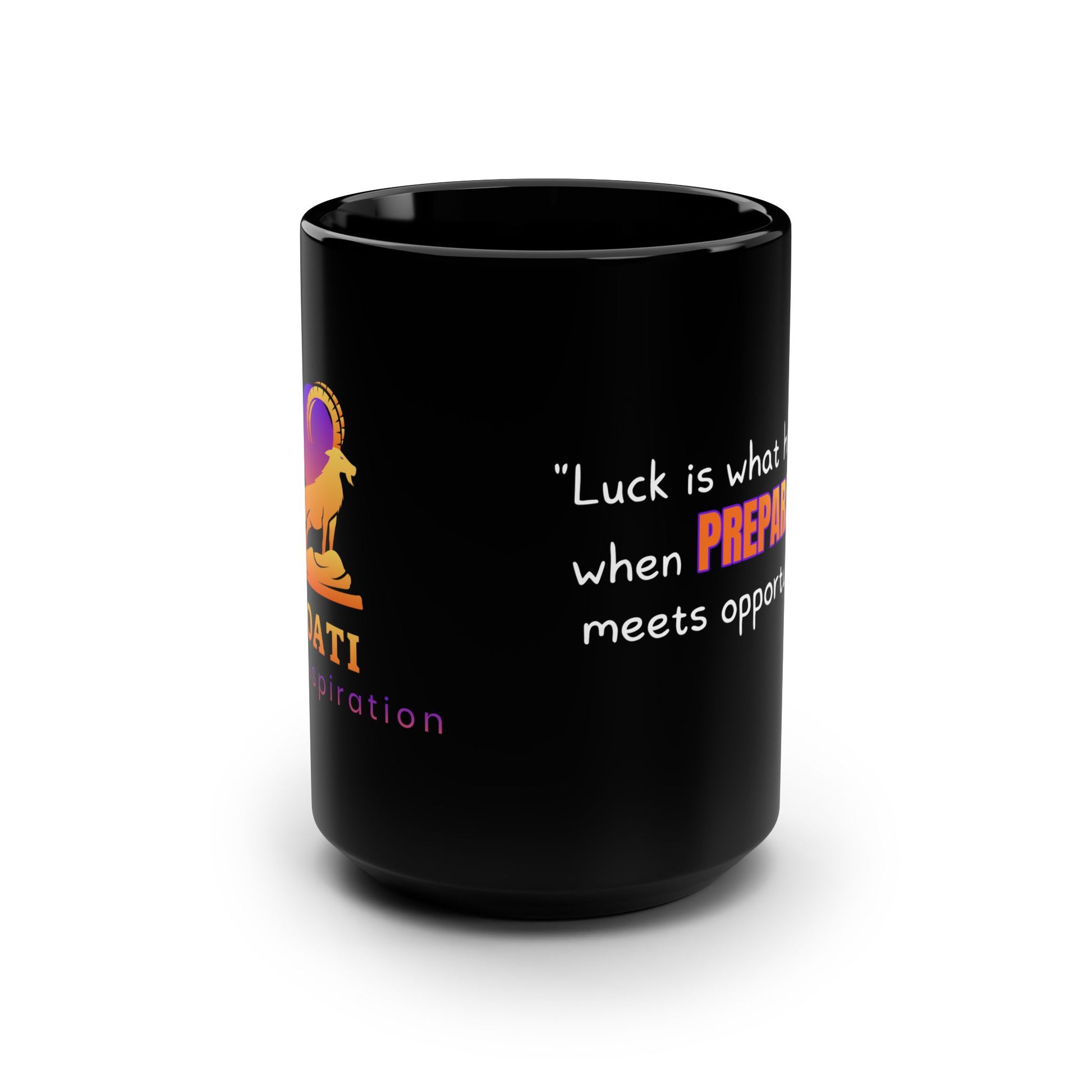 GOATI Black Ceramic Mug – 15oz | "When Preparation Meets Opportunity" Motivational Coffee Mug - GOATI