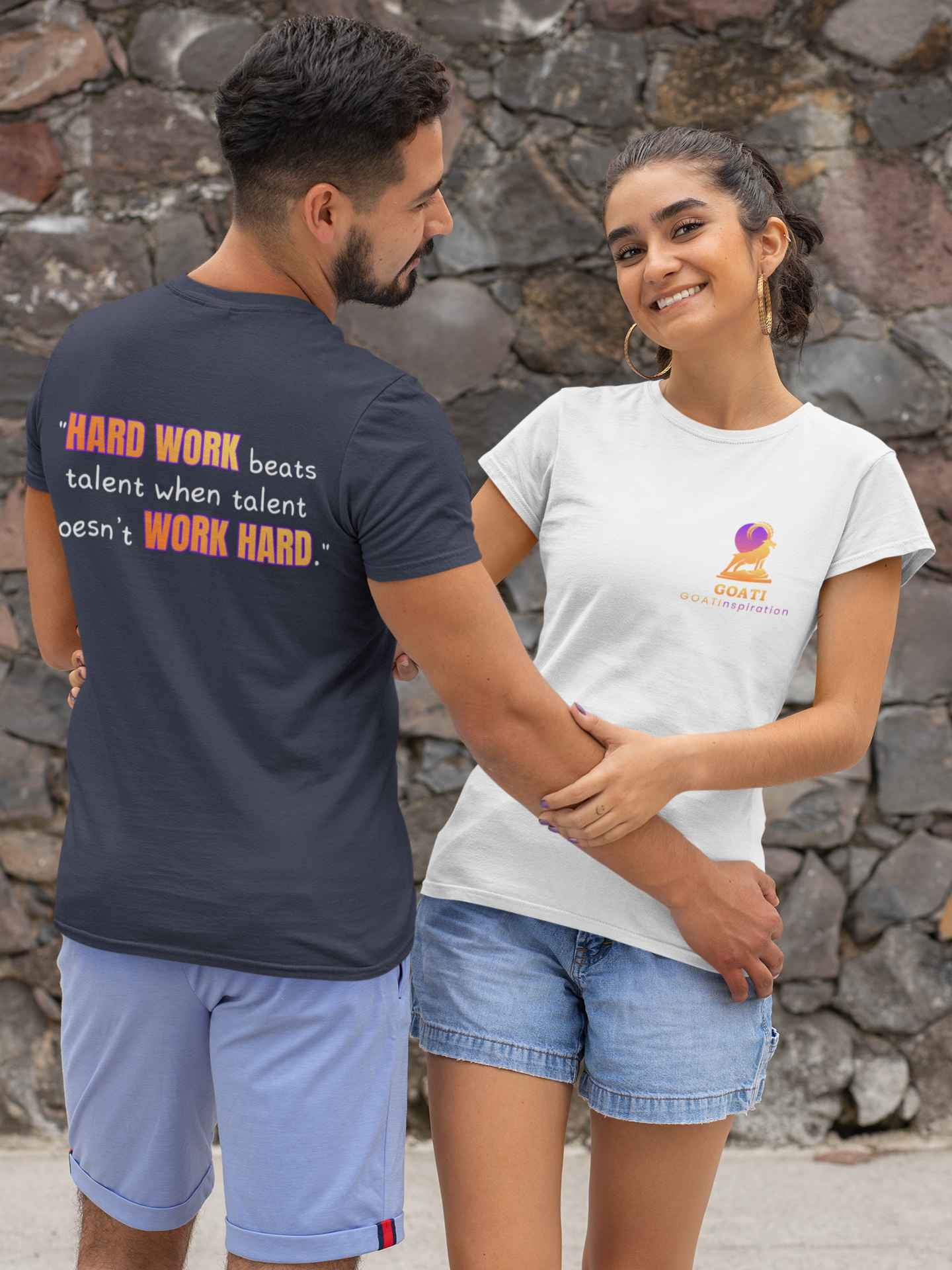 GOATI Unisex Premium Motivational T-shirt | "Hard Work Beats Talent" Airlume Cotton Tee | Soft & Comfortable