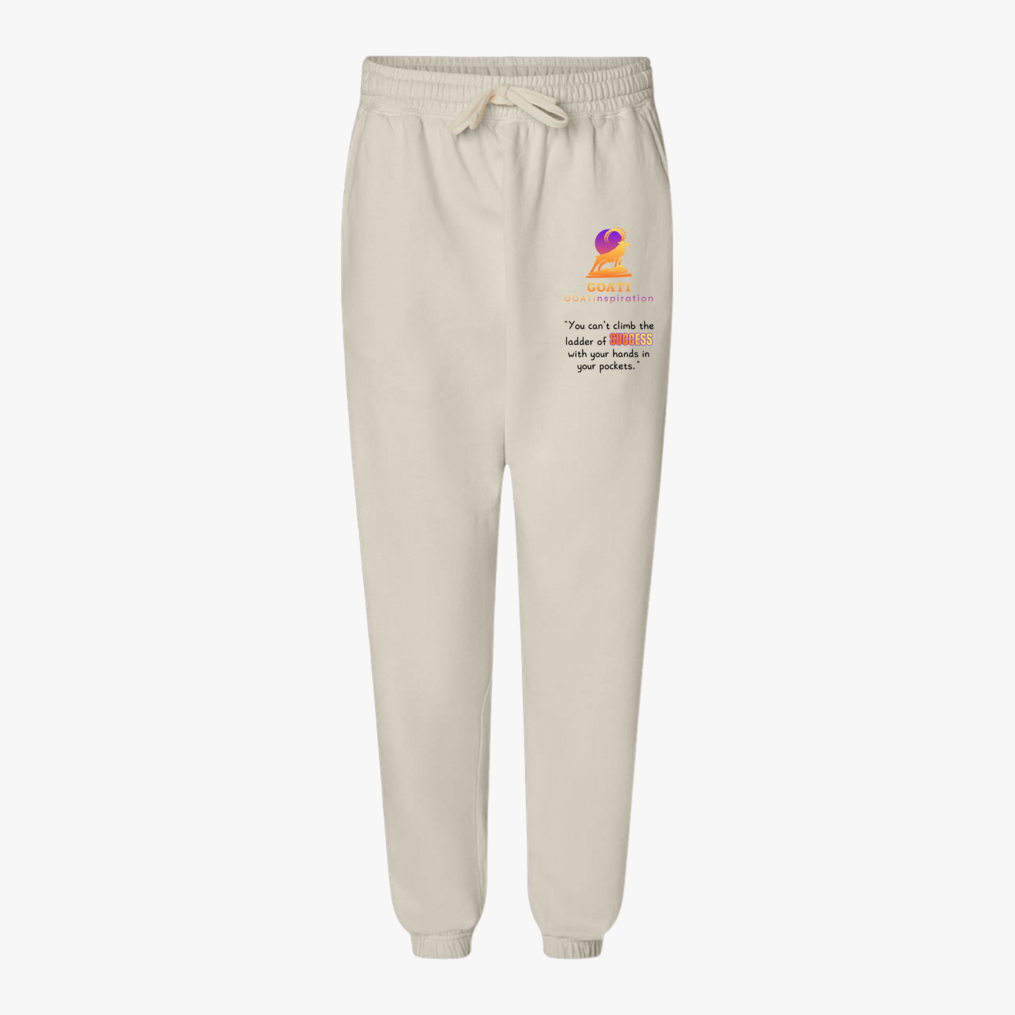 GOATI Unisex Fleece Sweatpants – 100% Ring-Spun Cotton, Soft Relaxed Fit | “You Can’t Climb the Ladder of Success” Motivational Joggers